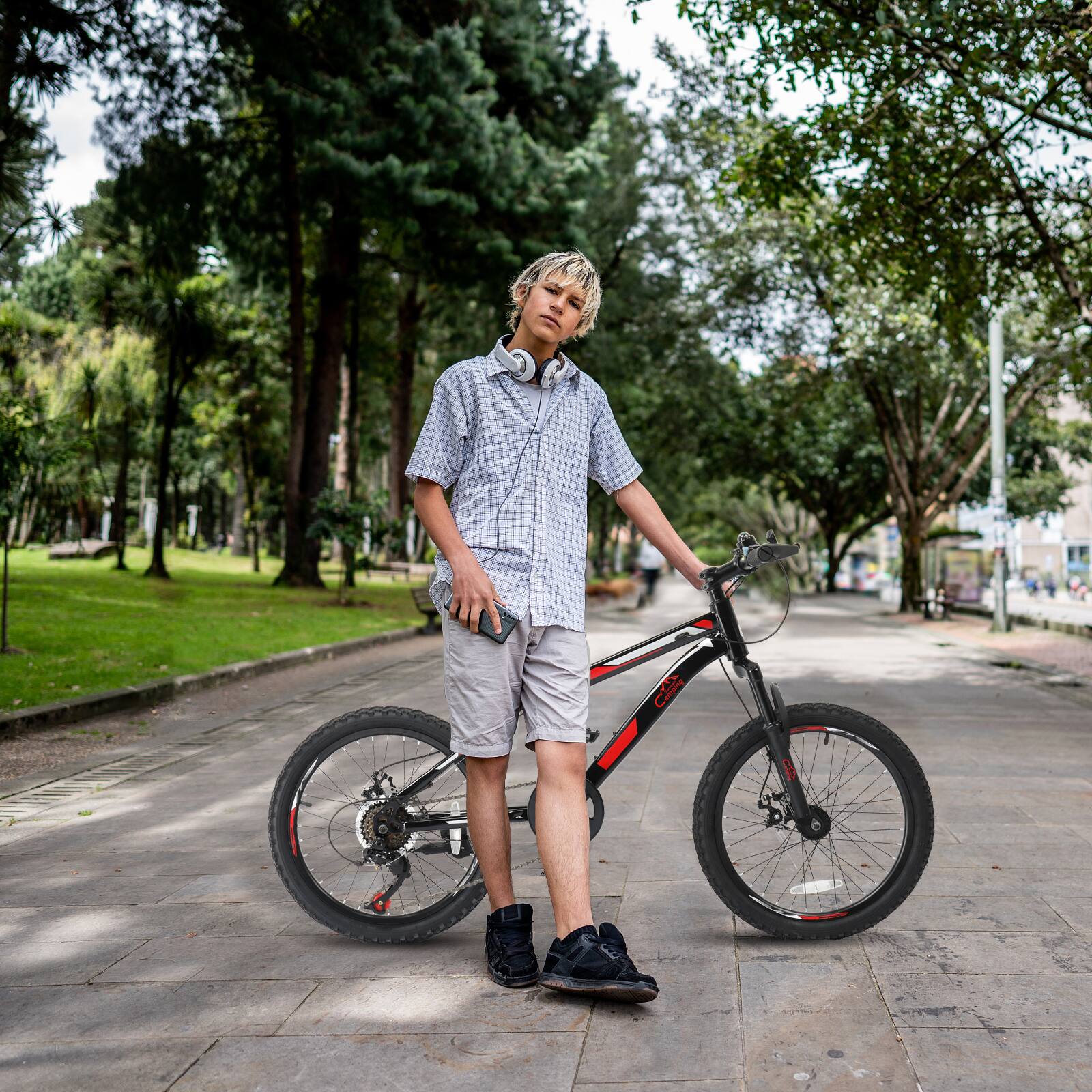 Alt View 1. Winado - 20" Mountain Bike, 7 Speed Bike with Disc Brakes, Black - Black.