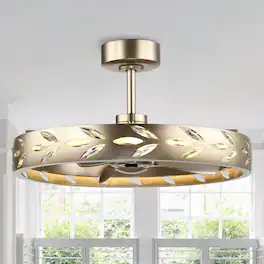Parrot Uncle - 30" Modern Crystal 6-speed LED Chandelier Ceiling Fan with Light and Remote, Reversible DC Motor - Rusted Silver