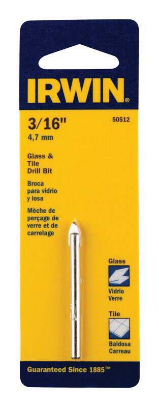 IRWIN  
3/16" 4,7 mm  
Glass & Tile Drill Bit  
Broca para vidrio y losa  
Mèche de perçage de verre et de carrelage  
Guaranteed Since 1885™