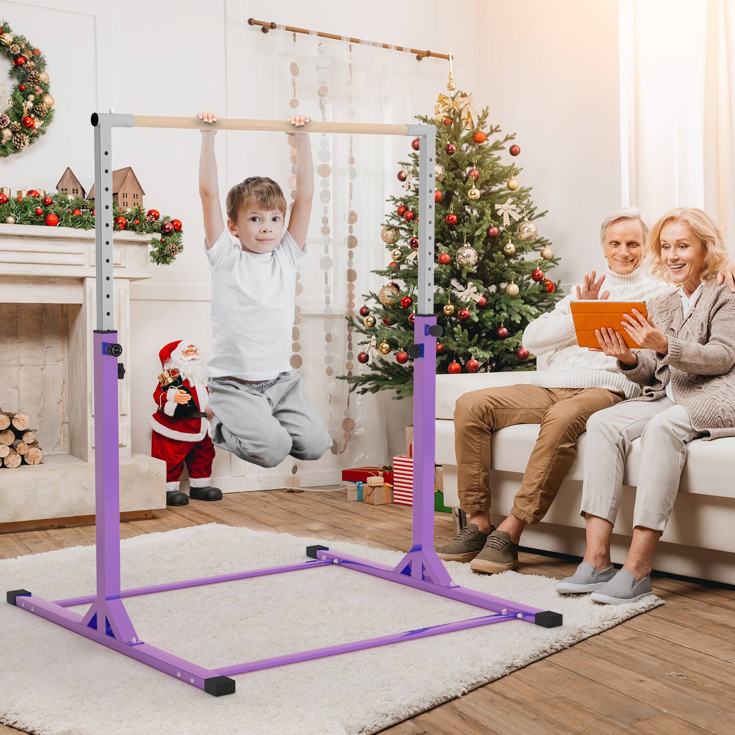 Back. Ainfox - Ainfox Gymnastic Kip Bar for Kids Training Horizontal Bars for Home Ages 6-15 - purple.