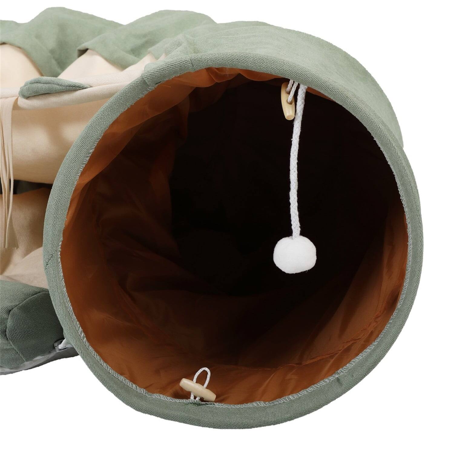 Alt View 5. Pefilos - 49" Cat Tunnel Bed for Indoor, Cat Tube with Collapsible Washable Cat Bed, Cat Toys for Kitty City - Green.