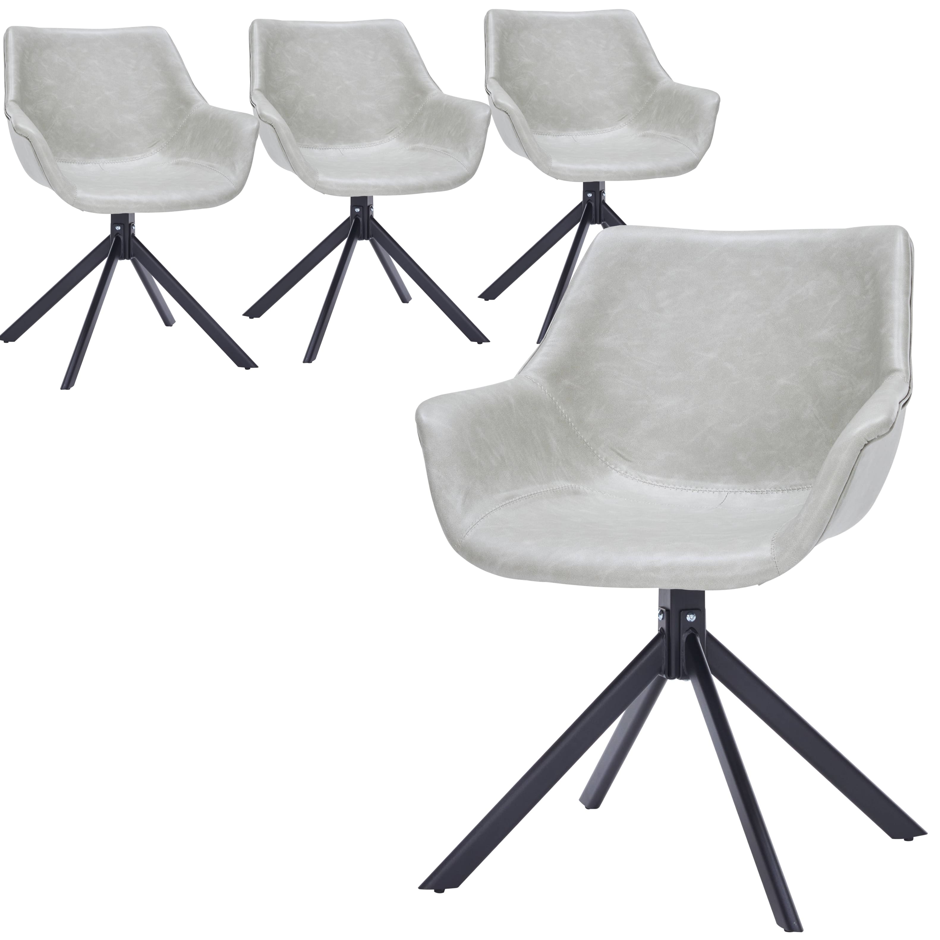 LeisureMod - Markley 4-PCS Modern 360 Swivel Faux Leather Dining Armchair with Iron Legs - Light Gray price history on PriceWatchPro