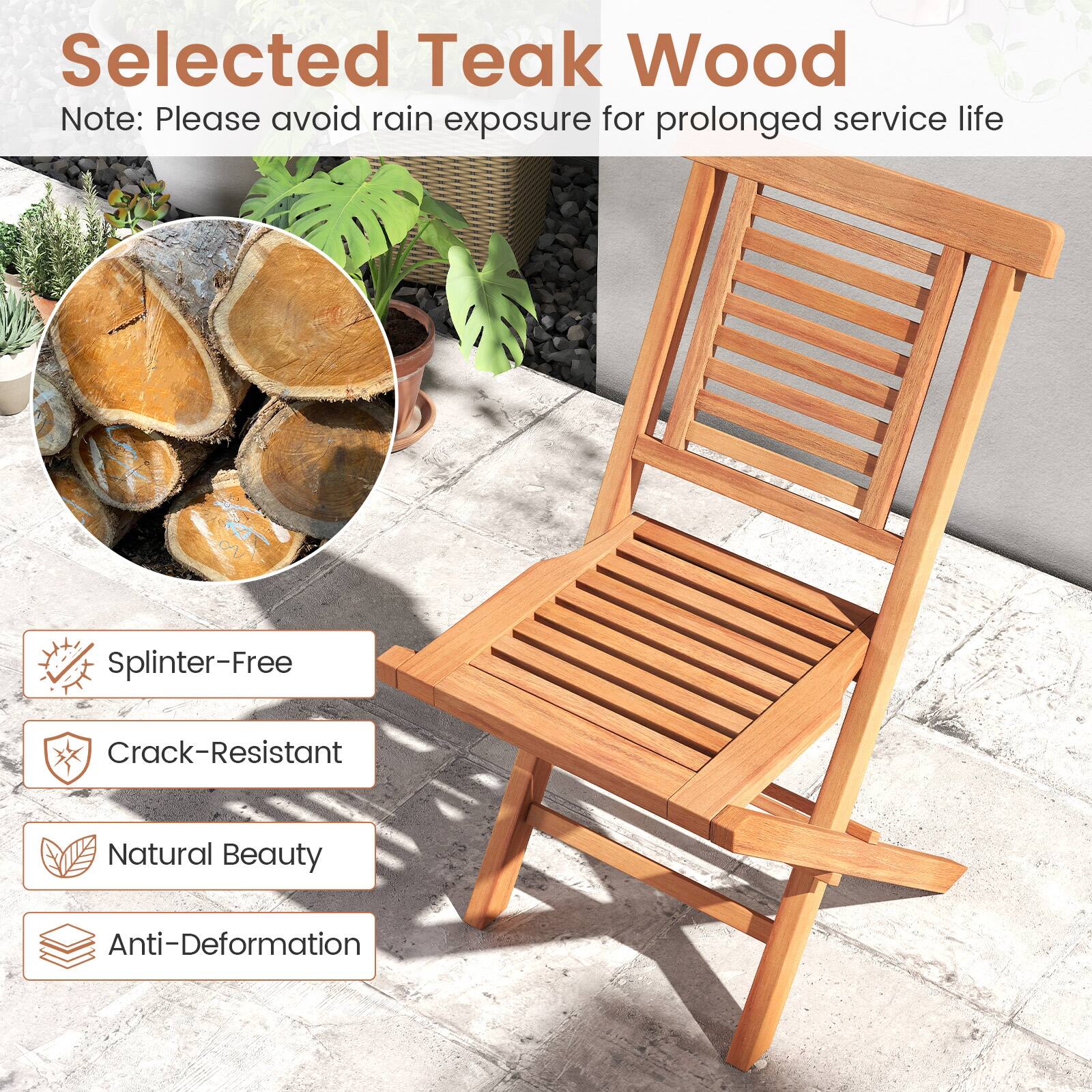 Selected Teak Wood  
Note: Please avoid rain exposure for prolonged service life  

- Splinter-Free  
- Crack-Resistant  
- Natural Beauty  
- Anti-Deformation