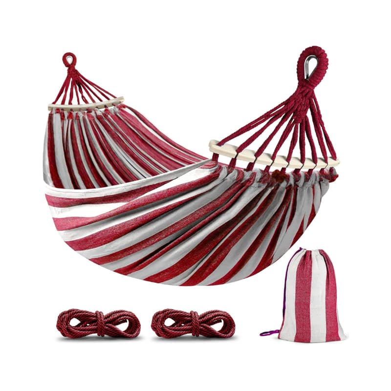 Slumberland Eco - Thick Fabric Portable Camping Hammock - Red/White