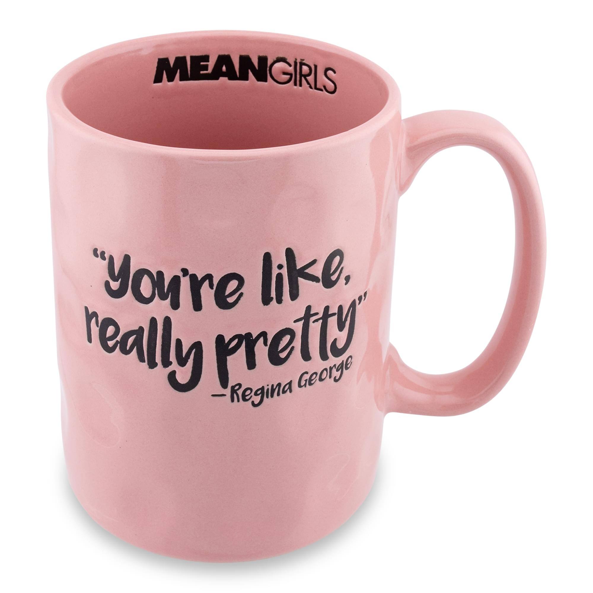 Silver Buffalo - Mean Girls "Really Pretty" Wax Resist Ceramic Pottery Mug | Holds 18 Ounces - Pink