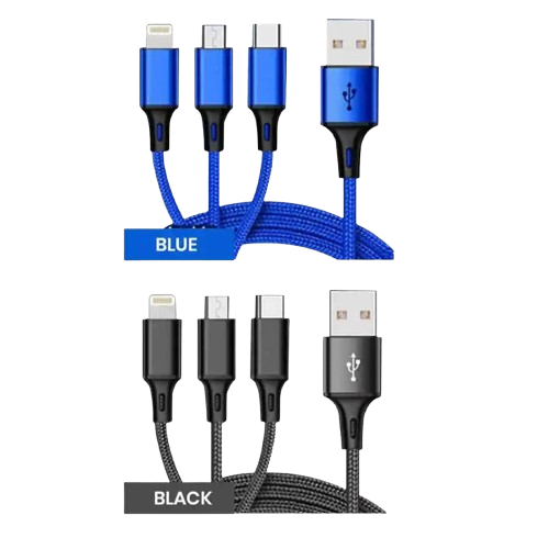 Home Collection - 3-in-1 Fast USB Charging Cable Universal Multi-Function Cell Phone Charger Cord