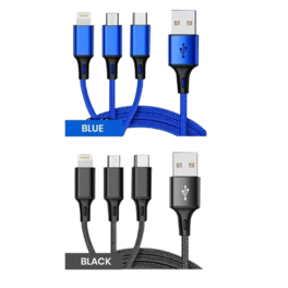 Home Collection - 3-in-1 Fast USB Charging Cable Universal Multi-Function Cell Phone Charger Cord
