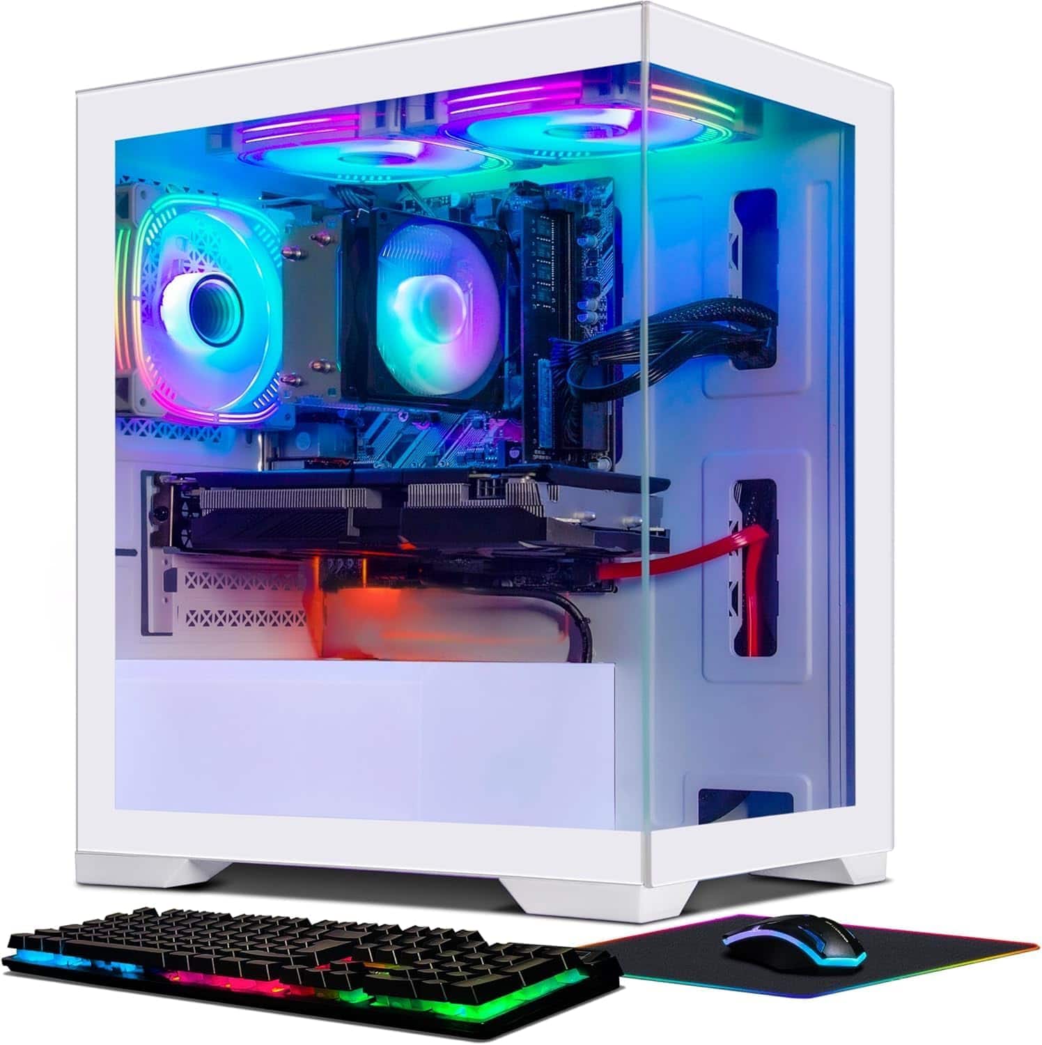 STGAubron - Gaming PC Desktop Computer, AMD Athlon 3000G 3.5GHz, Radeon RX580 8G, 16G DDR4, 512G SSD, WiFi, BT 5.0, Win11H - White