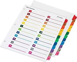 Cardinal - OneStep Printable Table of Contents and Dividers, 24-Tab, 1/St - Multicolor