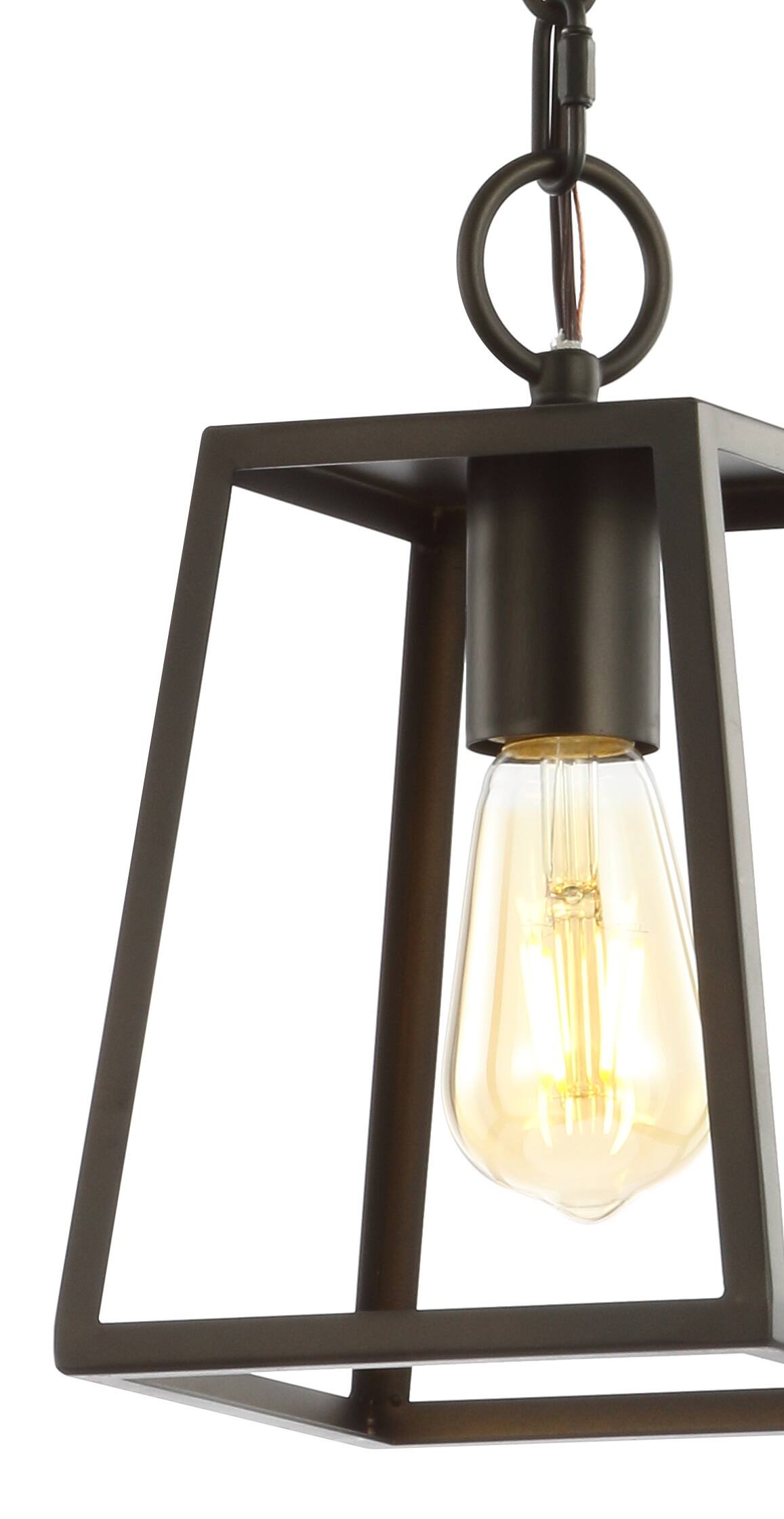 Alt View 4. Jonathan Y - Ira 6.25" Metal LED Pendant, Oil Rubbed Bronze - Oil Rubbed Bronze.