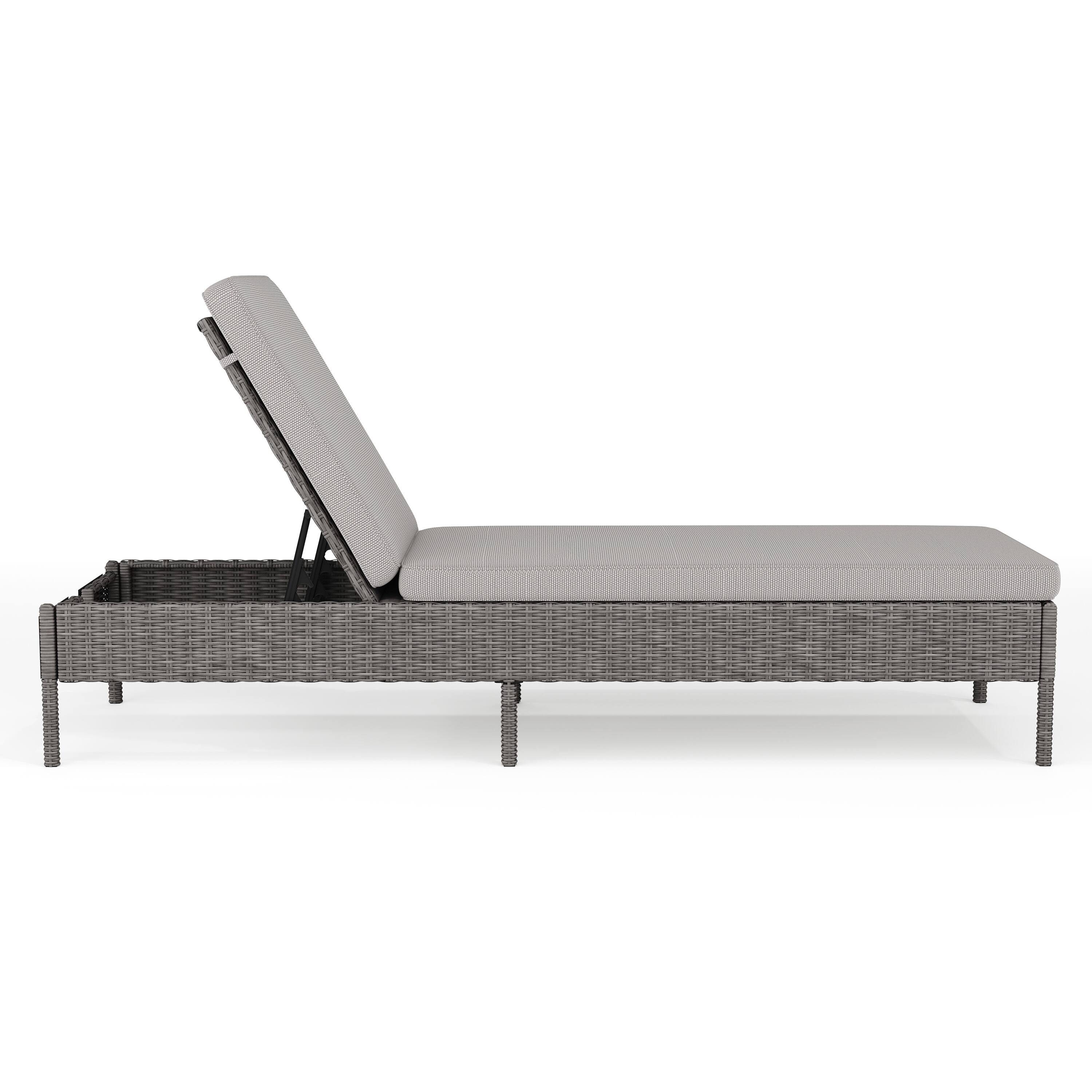 Alt View 9. Martha Stewart - Bedford Outdoor Rattan Wicker Chaise Lounge Chair with All-Weather Cushions - Gray.