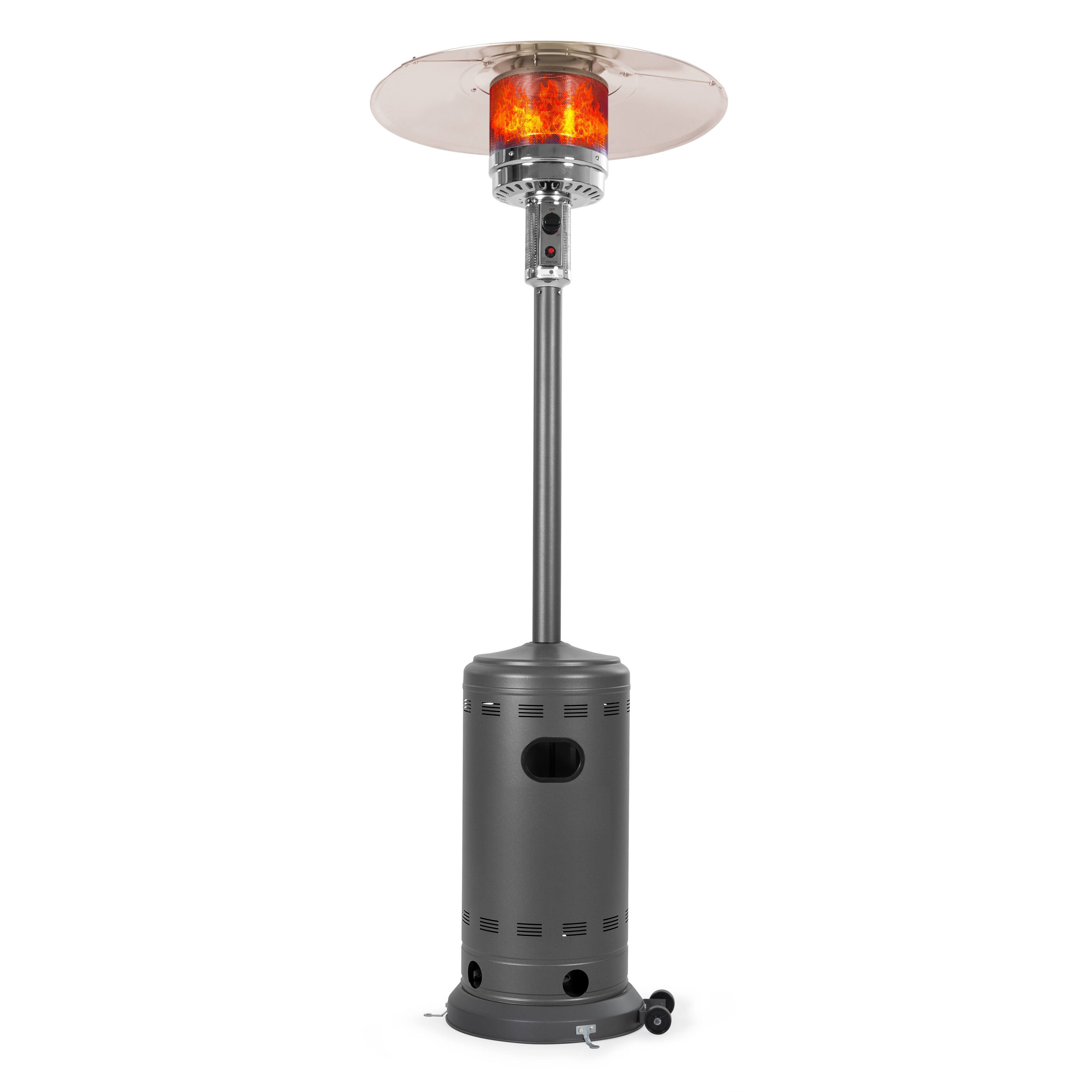 Front. Nuu Garden - Powder-Coated Propane Gas Outdoor Heater with Wheels, ETL Certified - sparkling gray.