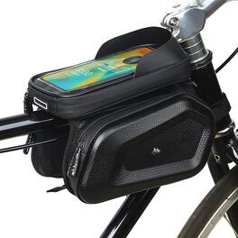 PO3TICJUNKI3 - Bike Frame Tube Bag With Touchable Phone Holder Bicycle Waterproof Two Sides Twins Handlebar Front Capacity - Default