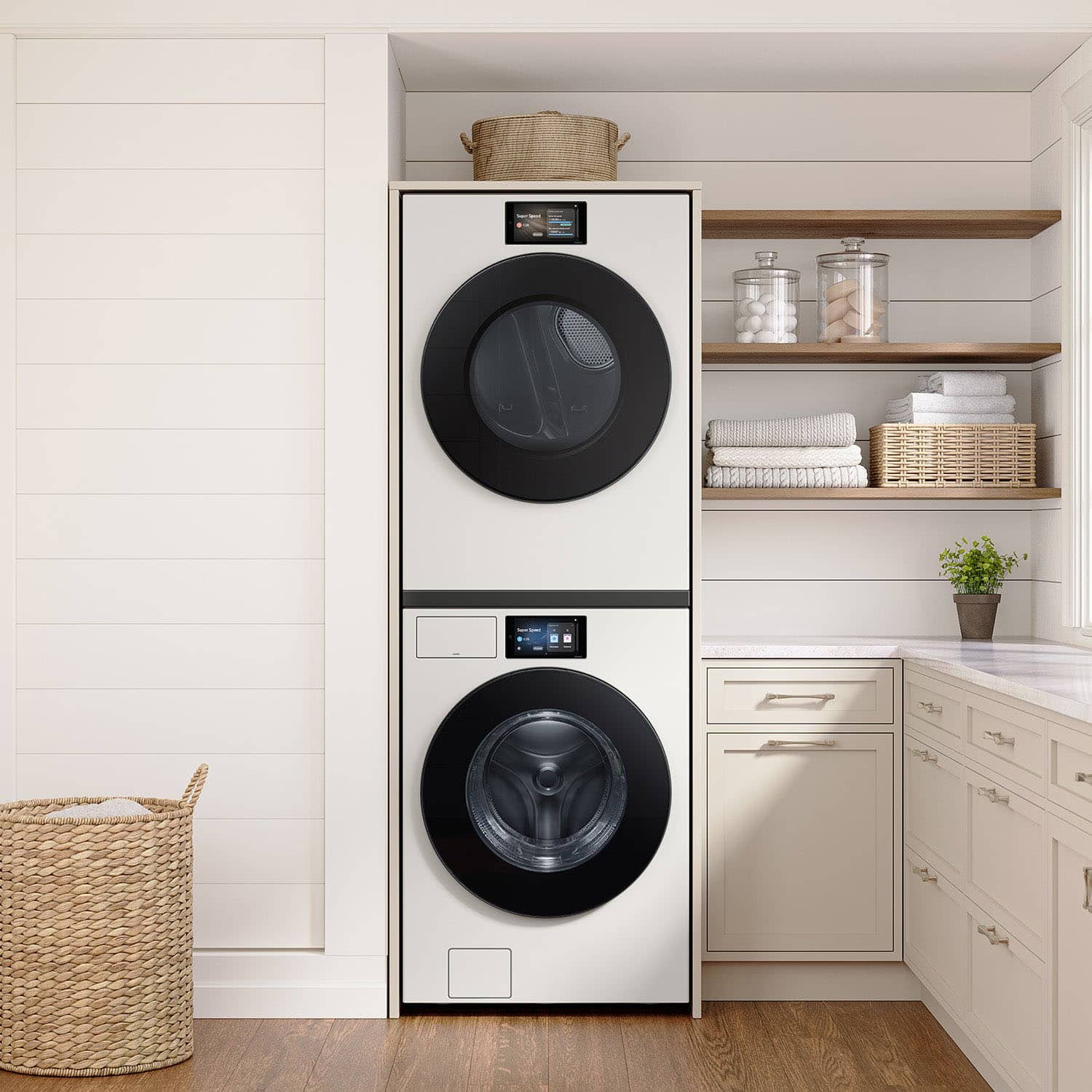 Alt View 14. Samsung - 7.6 cu. ft. Bespoke AI Ultra Capacity Front Load Electric Dryer with AI Home and AI OptiDry+ - Ivory.