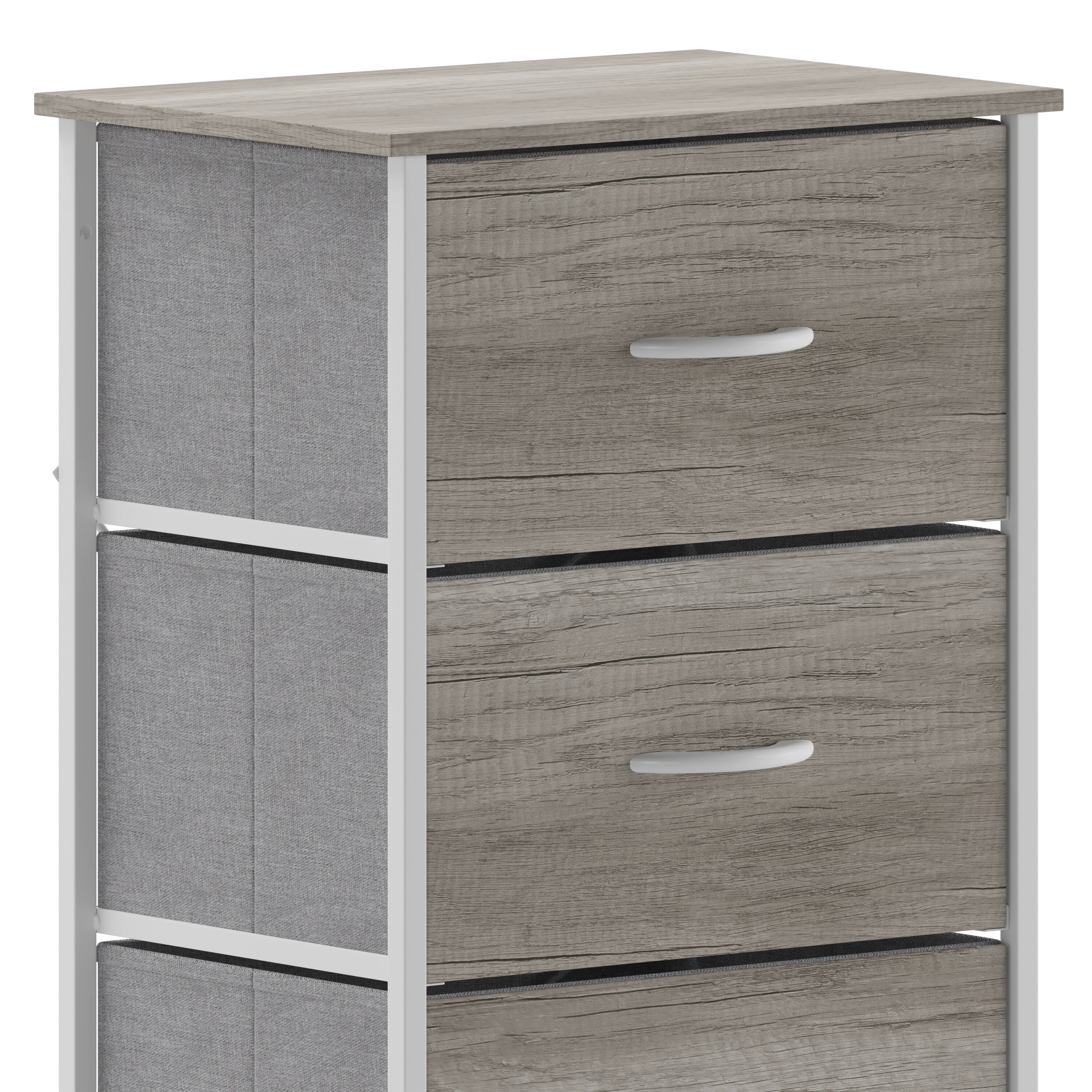Alt View 10. Emma + Oliver - Marley 4 Drawer Storage Dresser with Cast Iron Frame, Wood Top and Easy Pull Engineered Wood Drawers with Wooden Handles - Light Natural Drawers/White Frame.