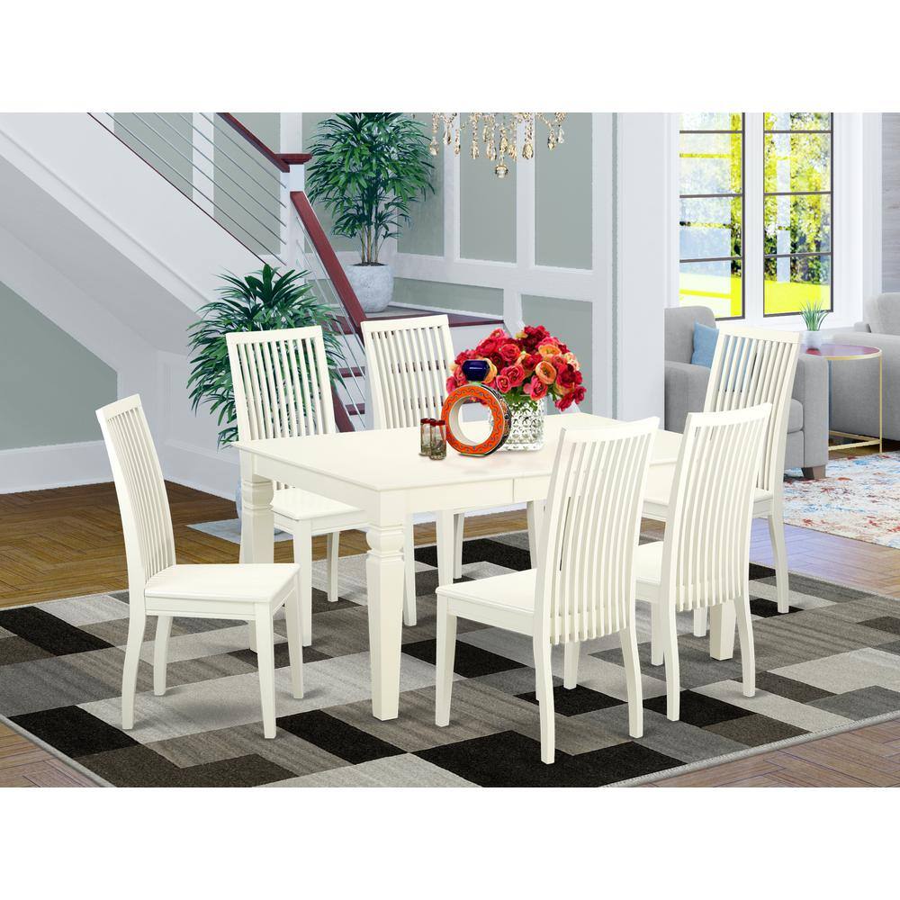 Left. East West Furniture - Dining Room Set Linen White - Brown.