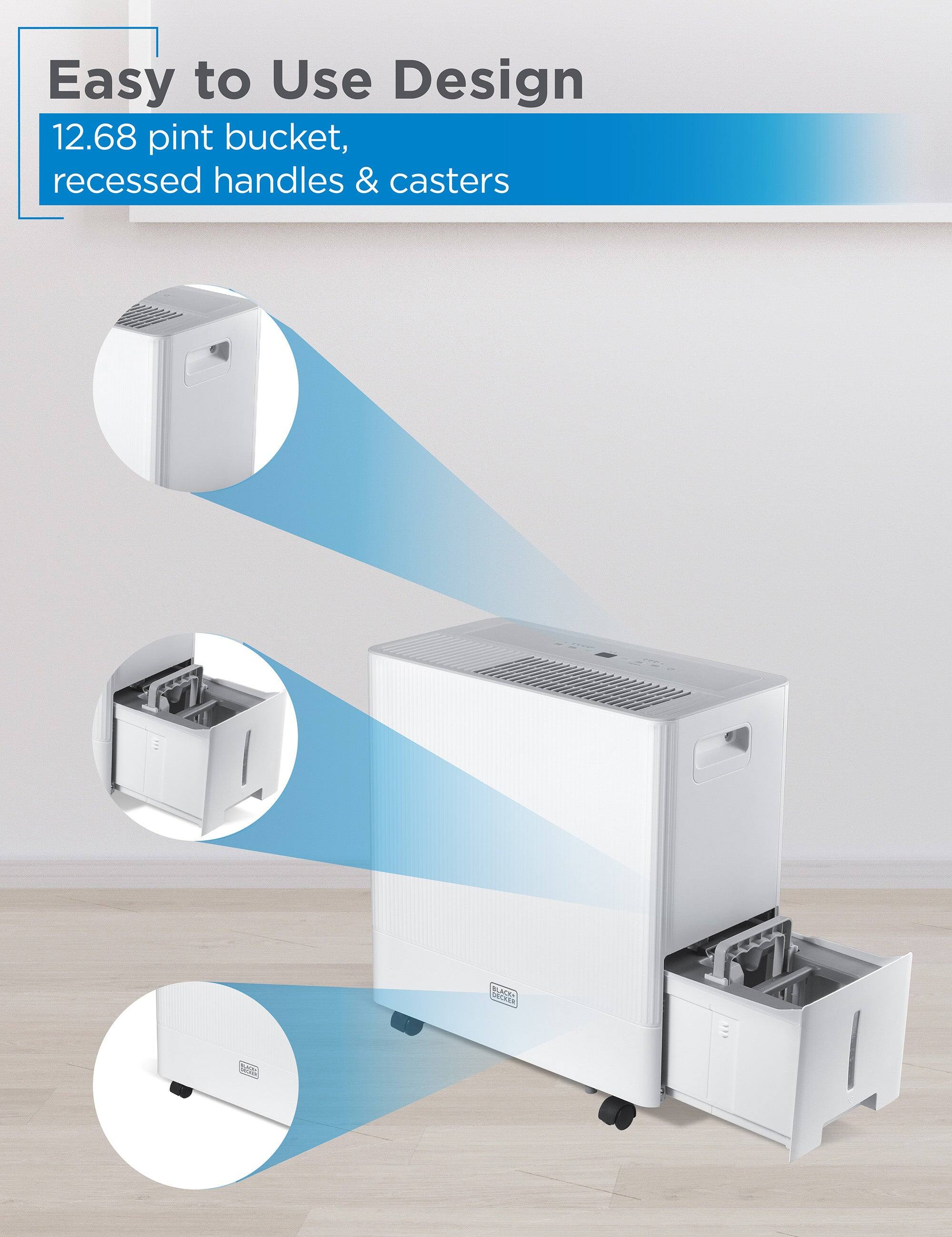Easy to Use Design  
12.68 pint bucket, recessed handles & casters