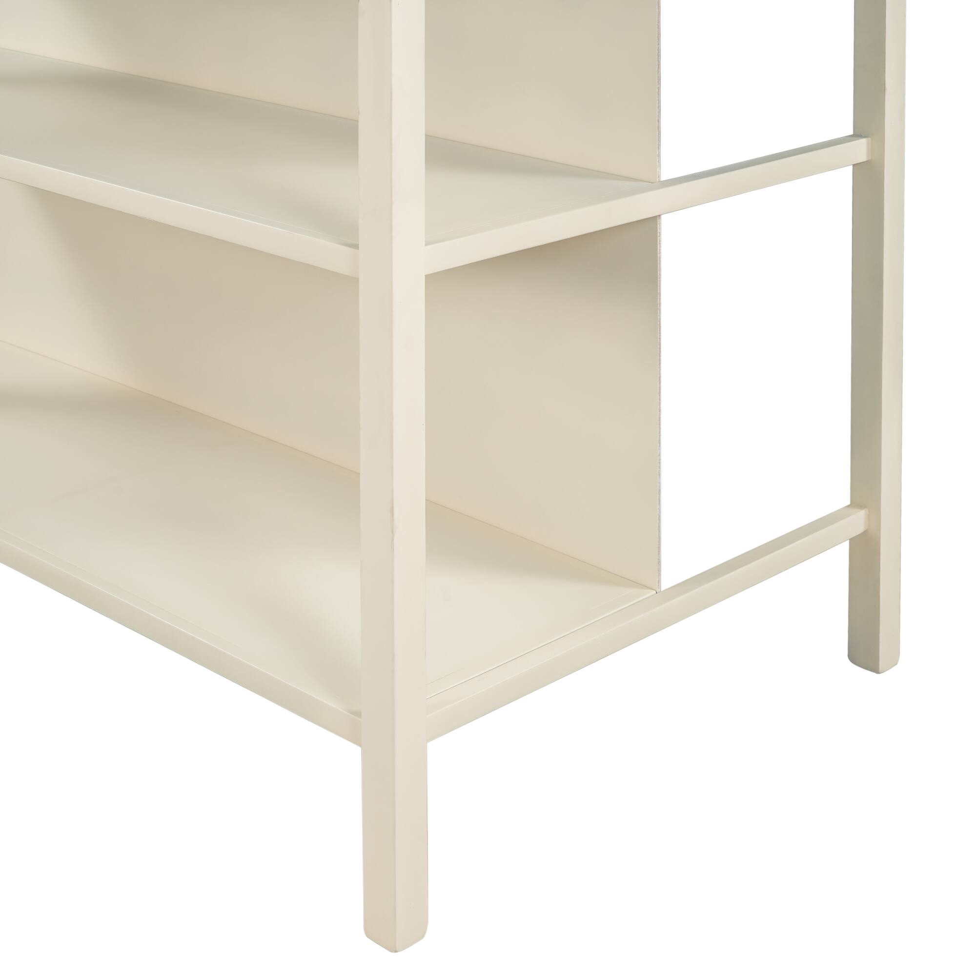 Alt View 4. TinyHomie - TOPMAX Solid Wood Rustic 45 Kitchen Island Rubber Wood Butcher Block Walnut Cream White - White.