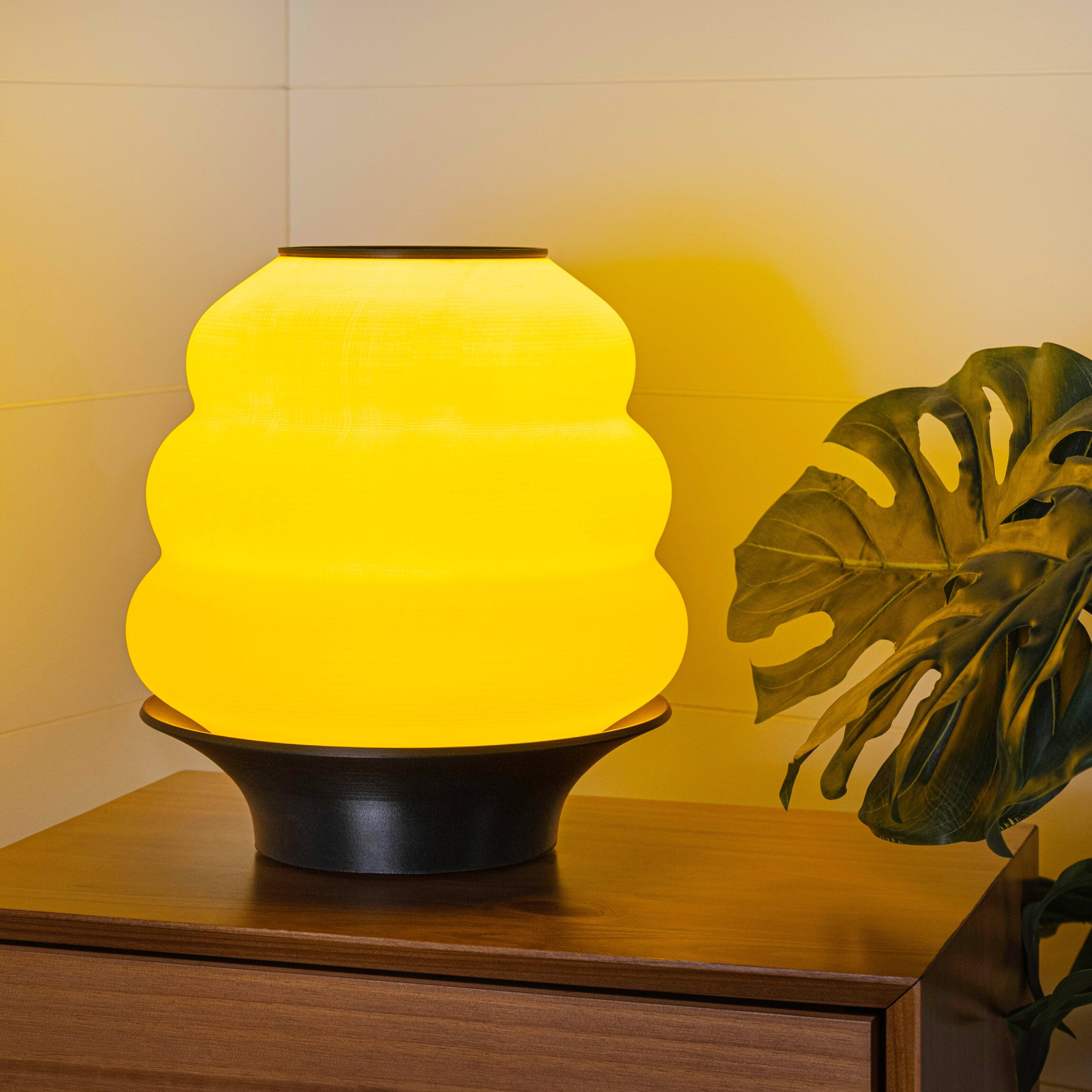 Alt View 1. Jonathan Y - Honey Pot 12" Minimalist Classic Plant-Based PLA 3D Printed Dimmable LED Table Lamp, Yellow/Black - Yellow.