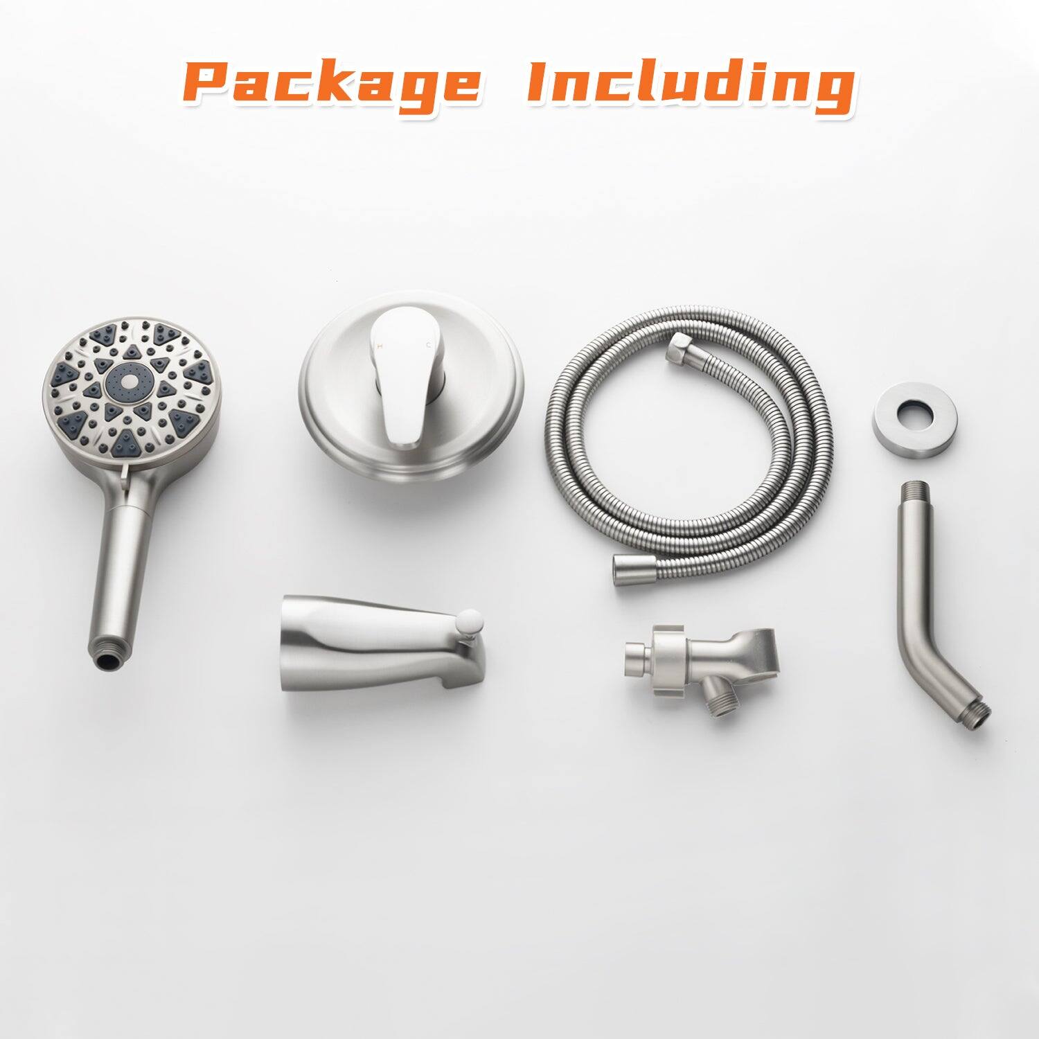 Package Including

- Showerhead
- Shower Valve
- Flexible Hose
- Wall Mount
- Faucet
- Drain
- Additional Parts