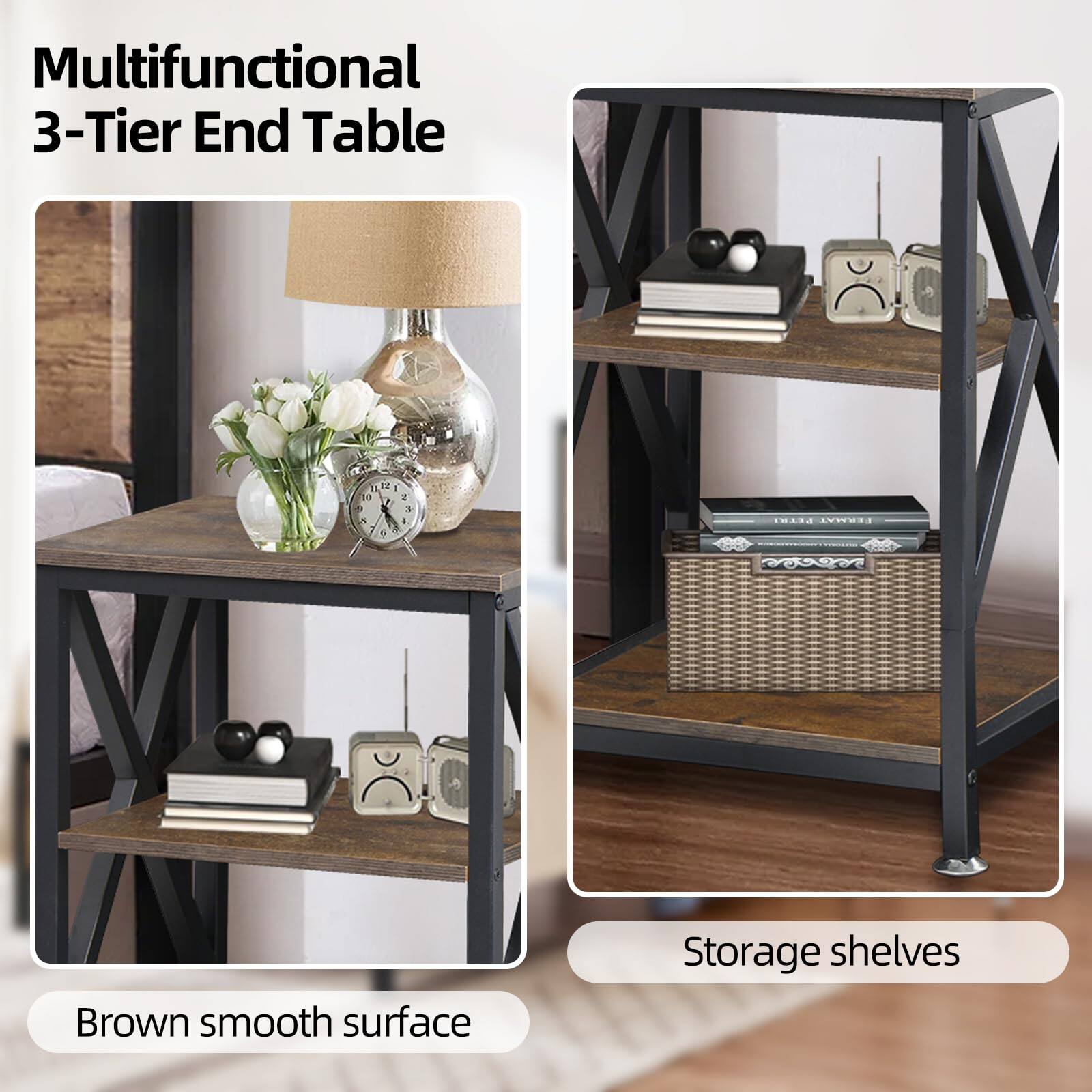 Multifunctional 3-Tier End Table

Brown smooth surface

Storage shelves