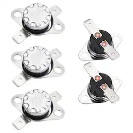 Unique Bargains - KSD301 Thermostat 70°C/158°F 10A Normally Closed N.C Adjust Snap Disc Temp Switch for Microwave/Oven 5pcs Bakelite - Silver