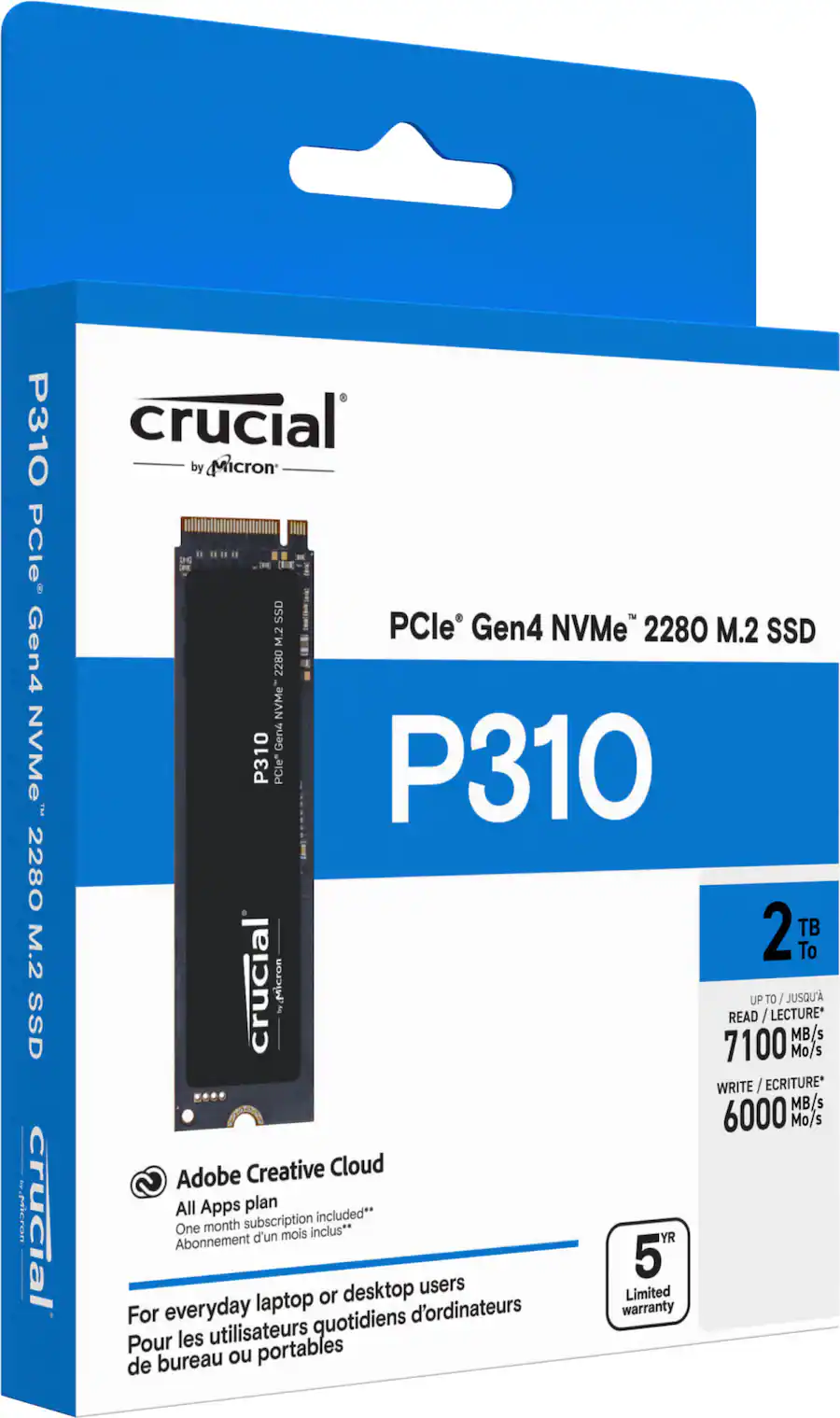 Crucial P310 1TB Internal SSD PCIe Gen 4 x4 NVMe M.2 Crucial P310 1TB Internal SSD PCIe Gen 4 x4 NVMe M.2