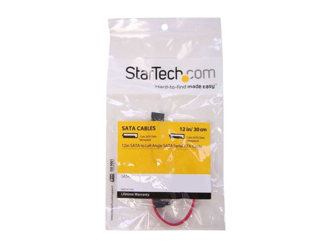 StarTech.com  
Hard-to-find made easy  

SATA CABLES  
12 in / 30 cm  
7 pin SATA Data Receptacle  
7 pin SATA Data Receptacle  
12in SATA to Left Angle SATA Serial ATA Cable  

S9001  
S0  

www.startech.com/support  

SATA MAE & OINA  
Lifetime Warranty