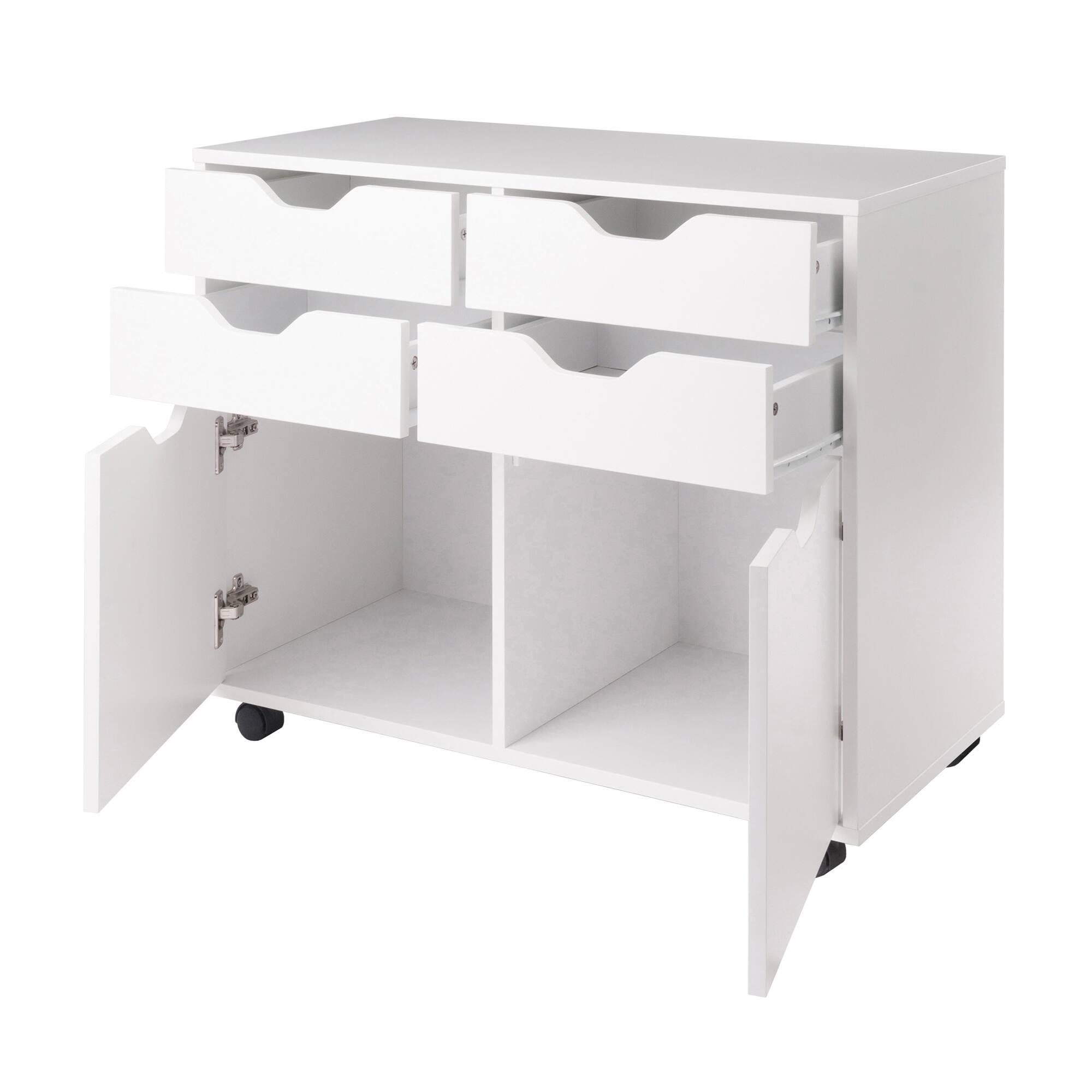 Alt View 1. Winsome Wood - Halifax 2-Door, 4-Drawer Mobile Cabinet - White.