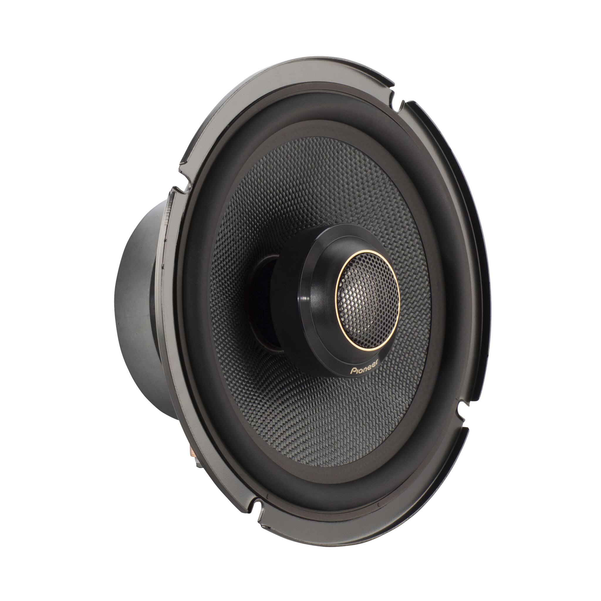 Angle. Pioneer - 6-1/2" 2-way, 330 W Max Power, Twaron Aramid Fiber Cone, 29mm Aluminum Alloy Dome Tweeter - Coaxial Speakers - Black.