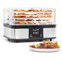 MegaChef - 5 Tray Food Dehydrator with Timer and Temperature Control - Silver