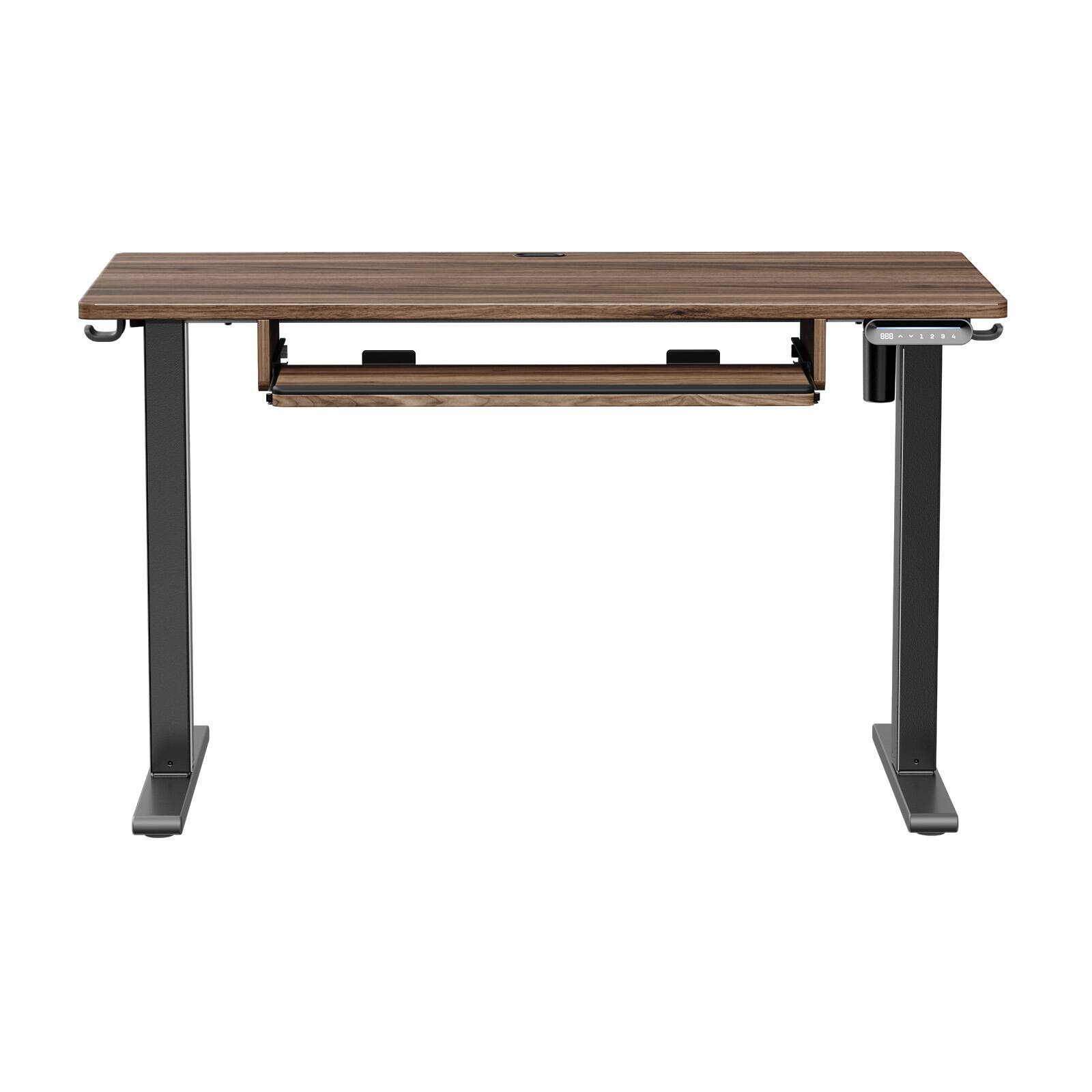 Angle. HUANUO - Adjustable Standing Desk with Keyboard Tray - 48″ x 24″ - Walnut.