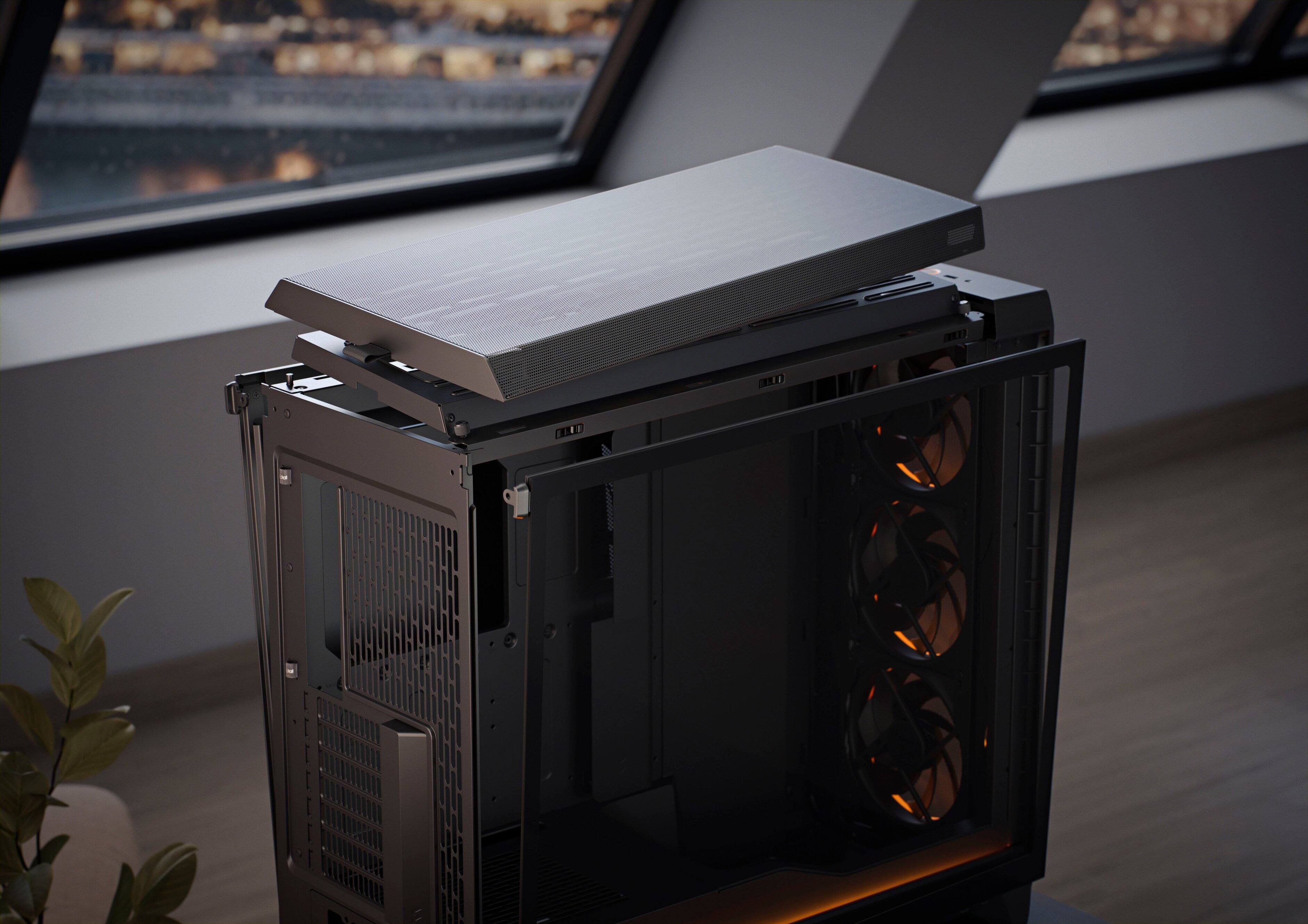 Alt View 14. Fractal Design - Meshify 3 XL RGB E-ATX Black Chassis with Light Tinted TG Side Panel Full Tower PC Case - Black.