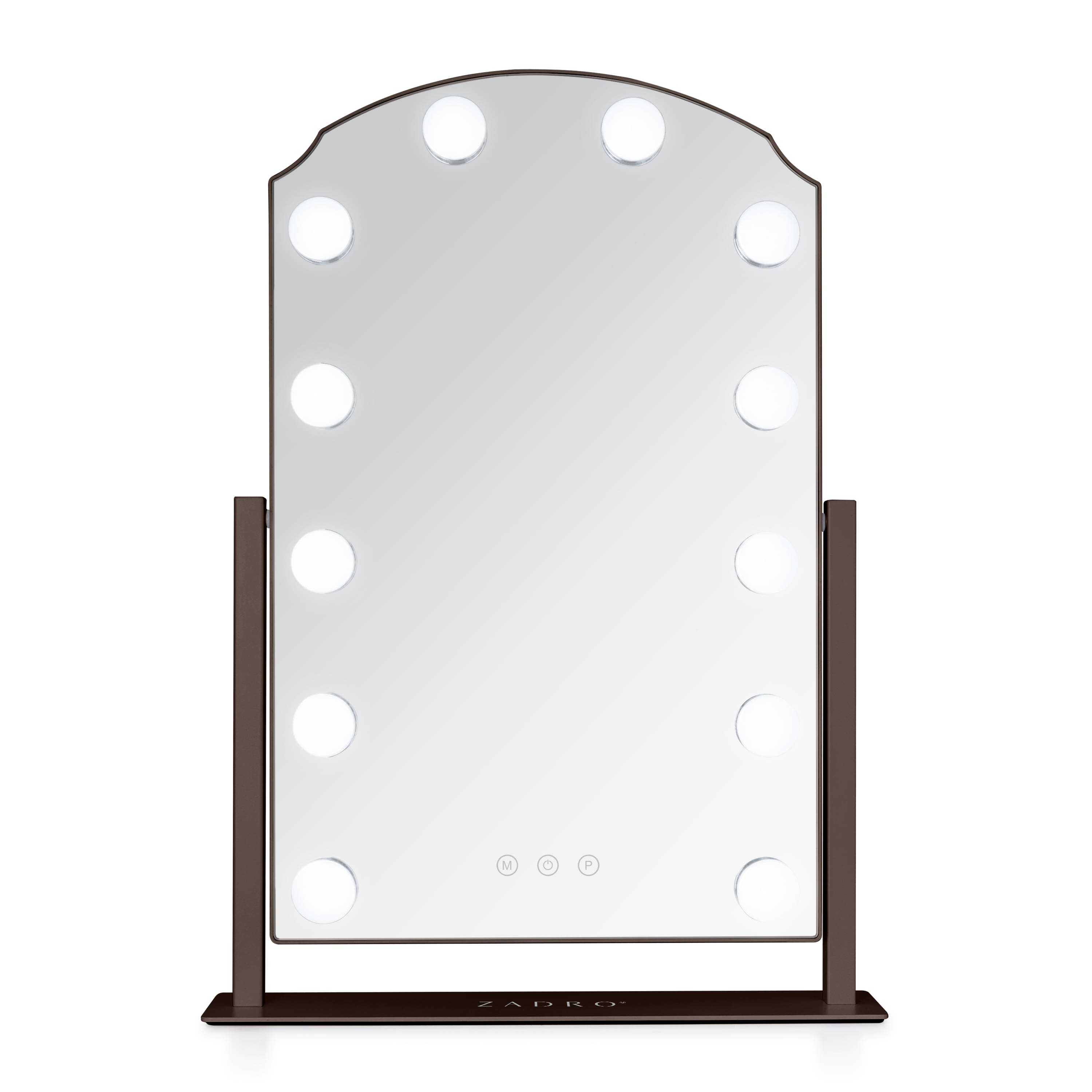 Zadro - Scalloped Edge Hollywood LED Vanity Mirror 12" x 19" - Chocolate