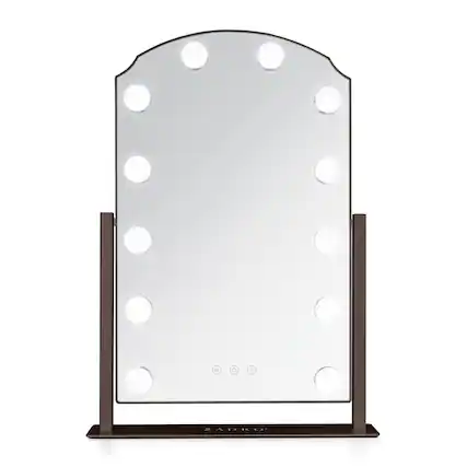 Front. Zadro - Zadro Scalloped Edge Hollywood LED Vanity Mirror 12" x 19" - Chocolate.