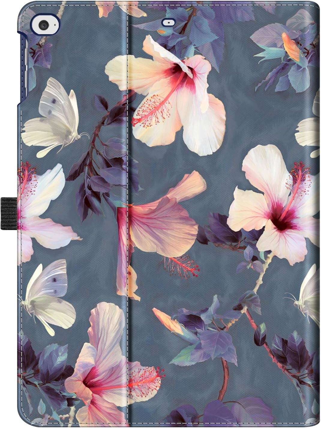 Alt View 5. Fintie - Folio Case for iPad 6th /5th Generation 9.7-inch, iPad Air 2 / Air 1 Multi-Angle Viewing Stand Cover Storage Pocket - Blooming Hibiscus.