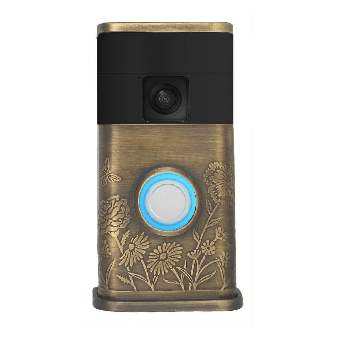 Front. Michael Healy - Garden Video Doorbell Cover (Ring Battery Doorbell 2024 Release) - Antique Brass.