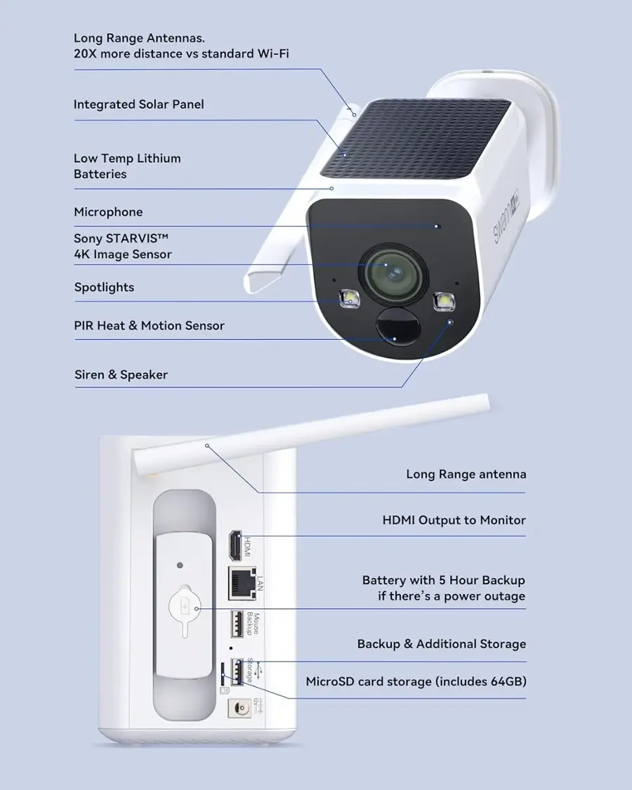 Swann MaxRanger4K Solar Camera Security System, Forever Charged