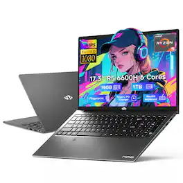 NIMO - 17.3" IPS FHD-Gaming-Laptop, AMD Ryzen 5 6600H 16GB DDR5 RAM 1TB SSD (Beat i7-1165G7 Up to 4.5GHz) Radeon 660M - Gray
