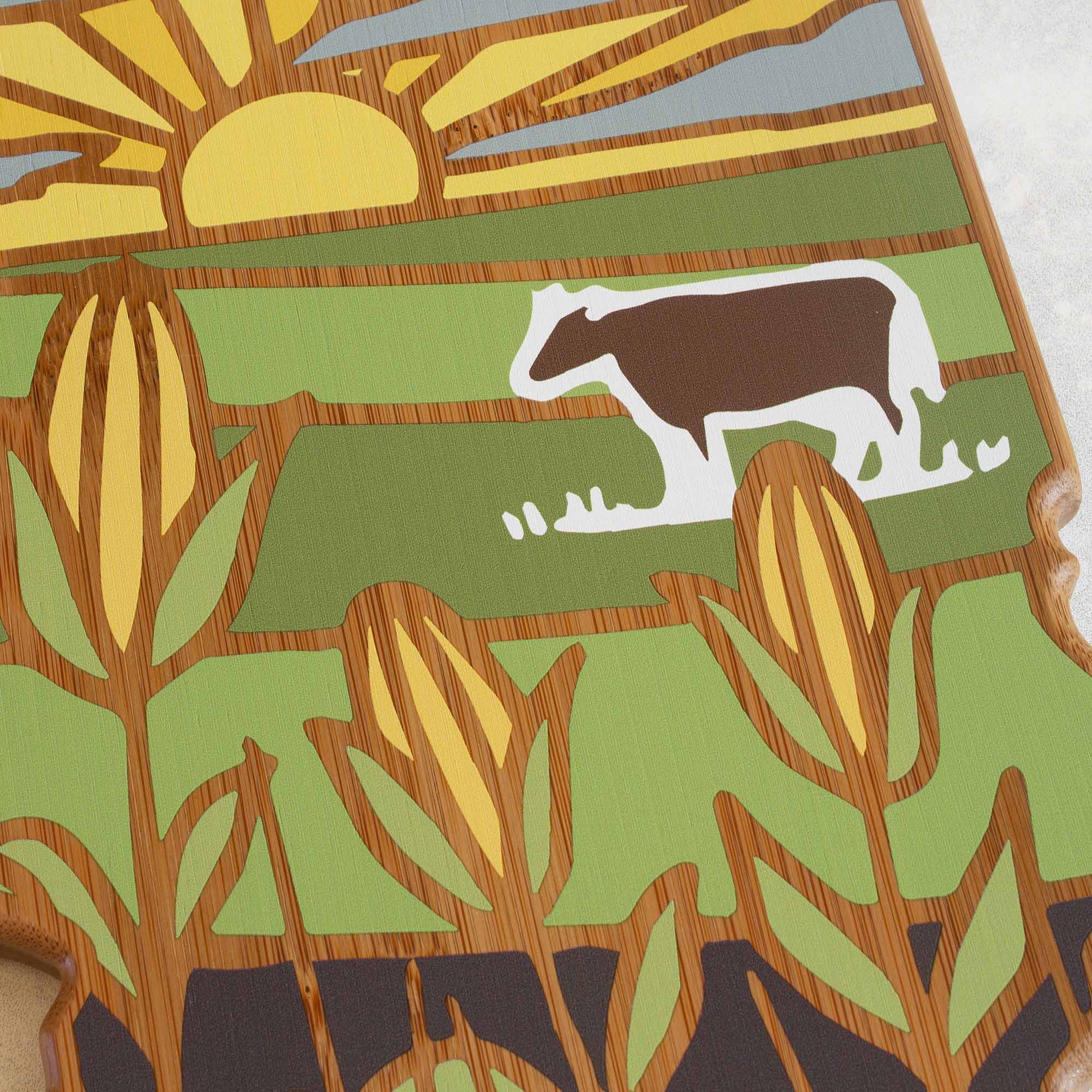 Alt View 2. Totally Bamboo - Illinois Cutting Board with Artwork by Summer Stokes.