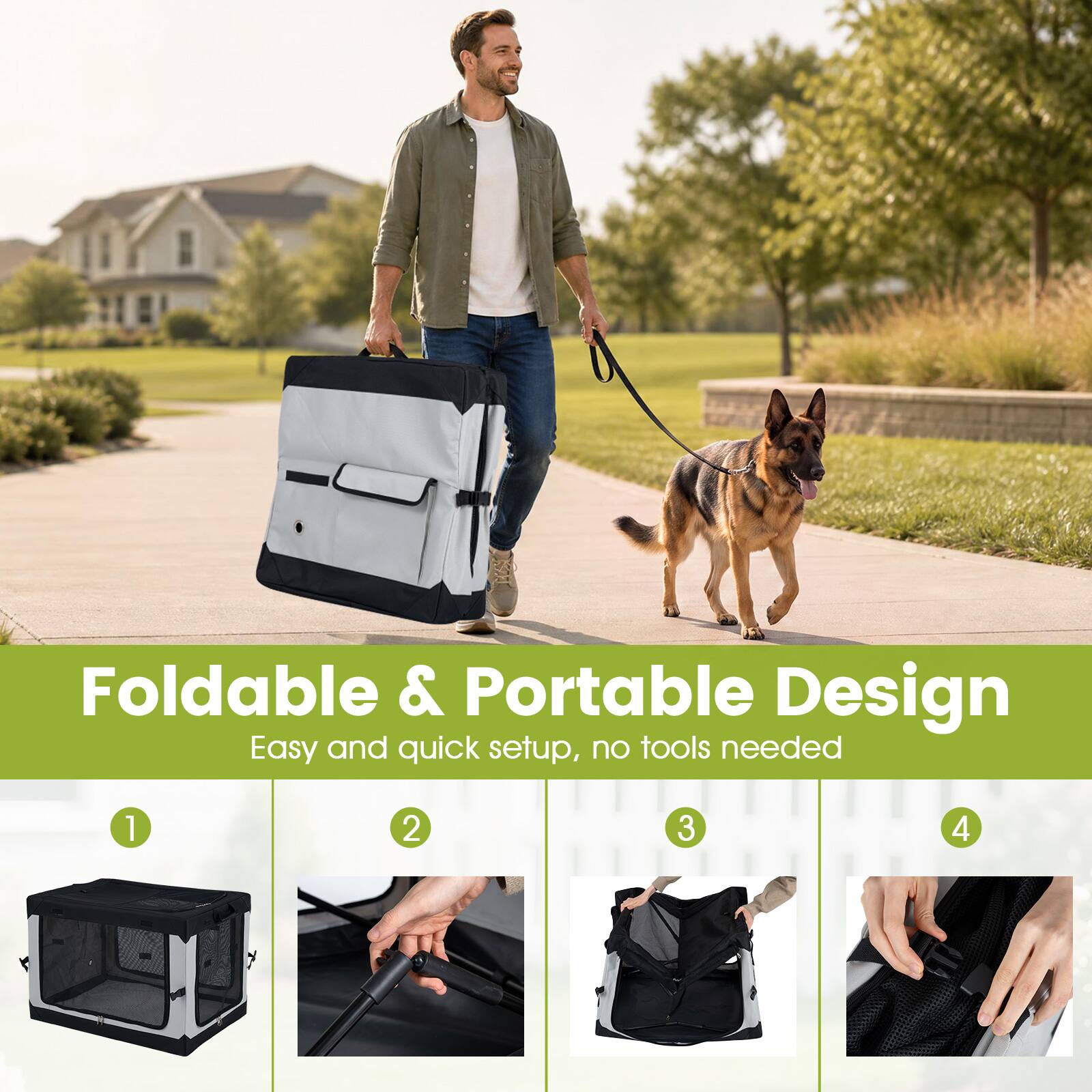 Foldable & Portable Design  
Easy and quick setup, no tools needed