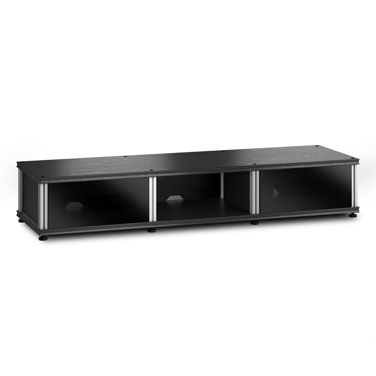 Front. Salamander Designs - Salamander Designs Synergy 131 Triple AV Cabinet (Black Oak with Black Glass Doors & Aluminum Posts) - Black Oak/Aluminum.