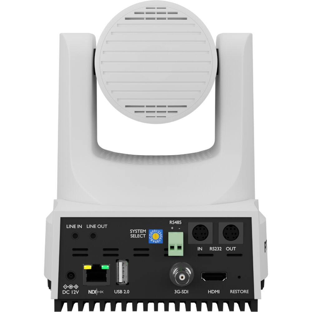 - LINE IN
- LINE OUT
- SYSTEM SELECT
- RS485 IN
- RS232 OUT
- DC 12V
- NDI
- USB 2.0
- 3G-SDI
- HDMI
- RESTORE