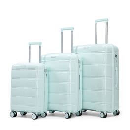 Ropilly - 3 Piece Luggage Set Hard Case Luggage Polypropylene Travel Trunk Set with Spinner Wheels - Mint Green