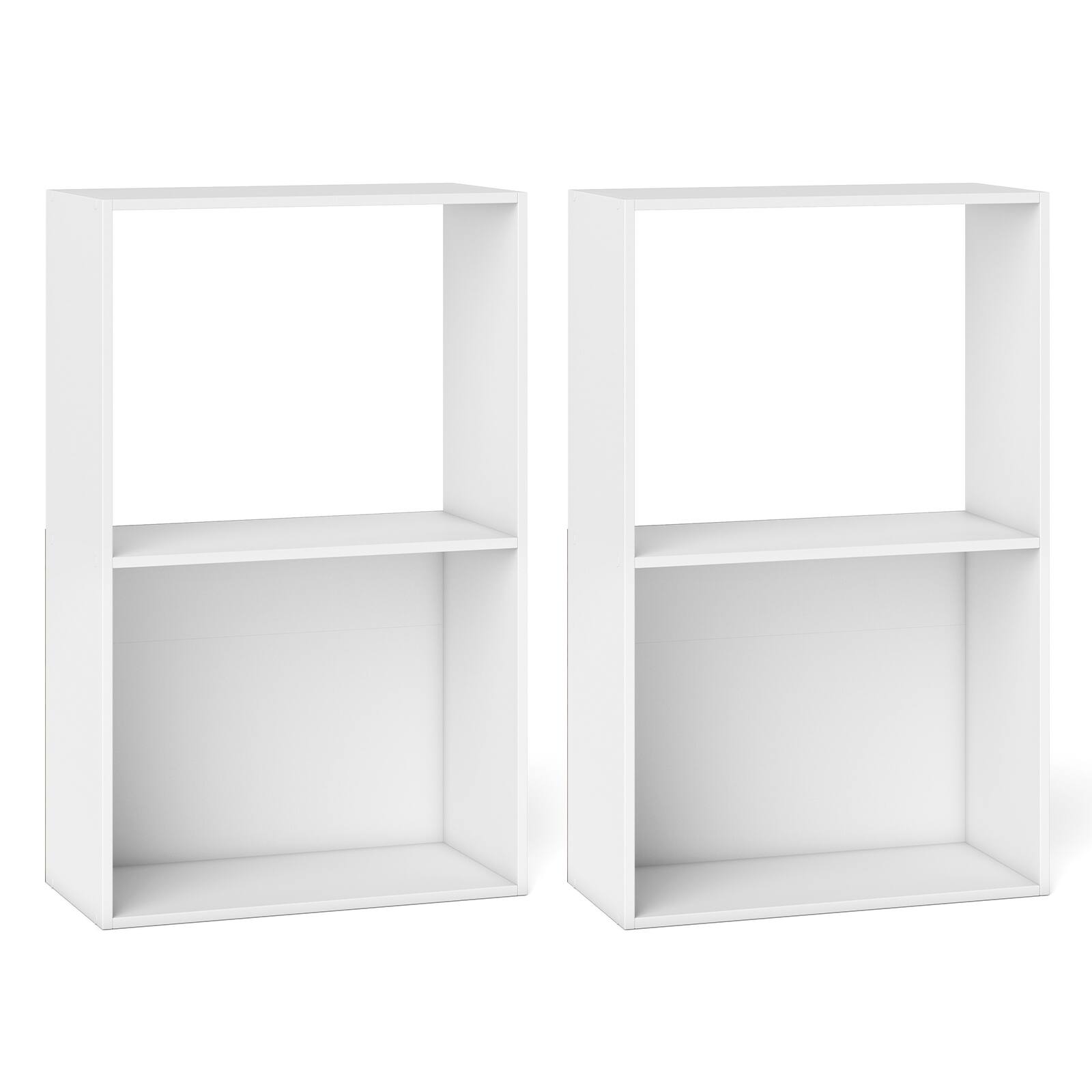 Alt View 9. Costway - Costway 2 PCS 3-Tier Bookshelf, Bookcase with Open Storage Compartment, Anti-Toppling Kit - White.