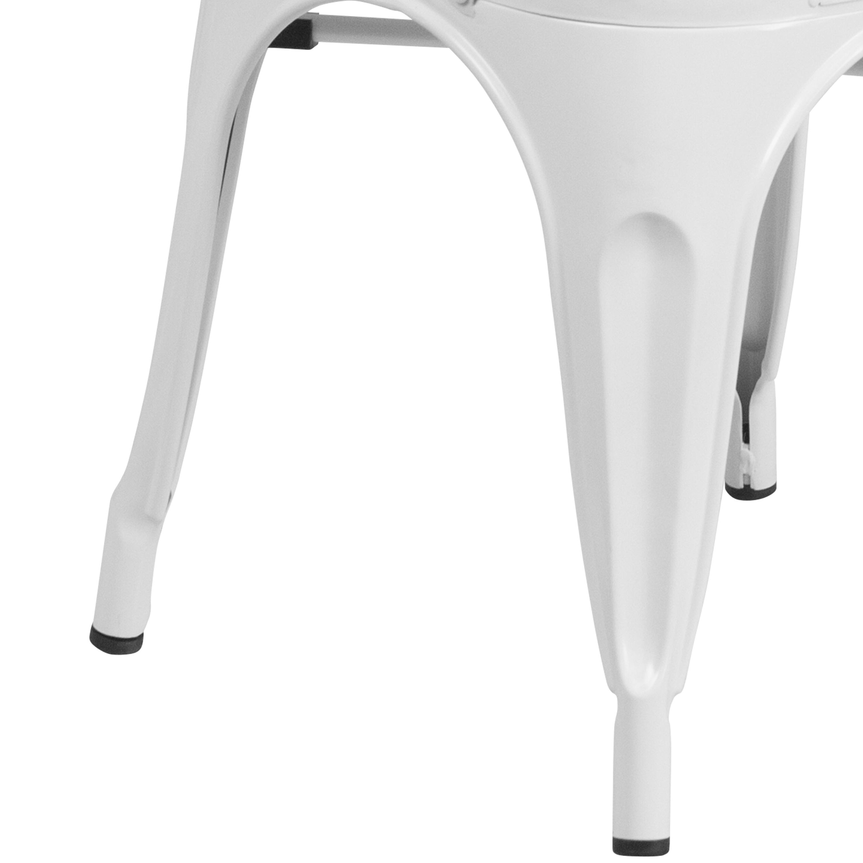 Alt View 8. Emma + Oliver - Commercial Grade 4 Pack Metal Indoor-Outdoor Stackable Chair - White.