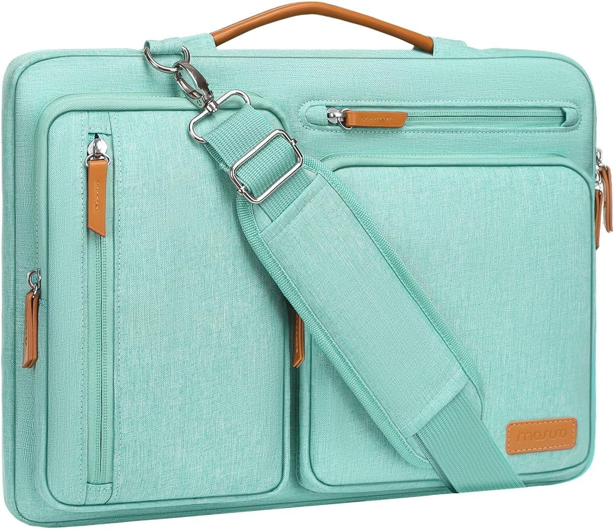 mosiso - Laptop Shoulder Bag 14 Inch, 360 Protective Computer Messenger Bag for HP Lenovo Dell ASUS Acer - Aqua Green