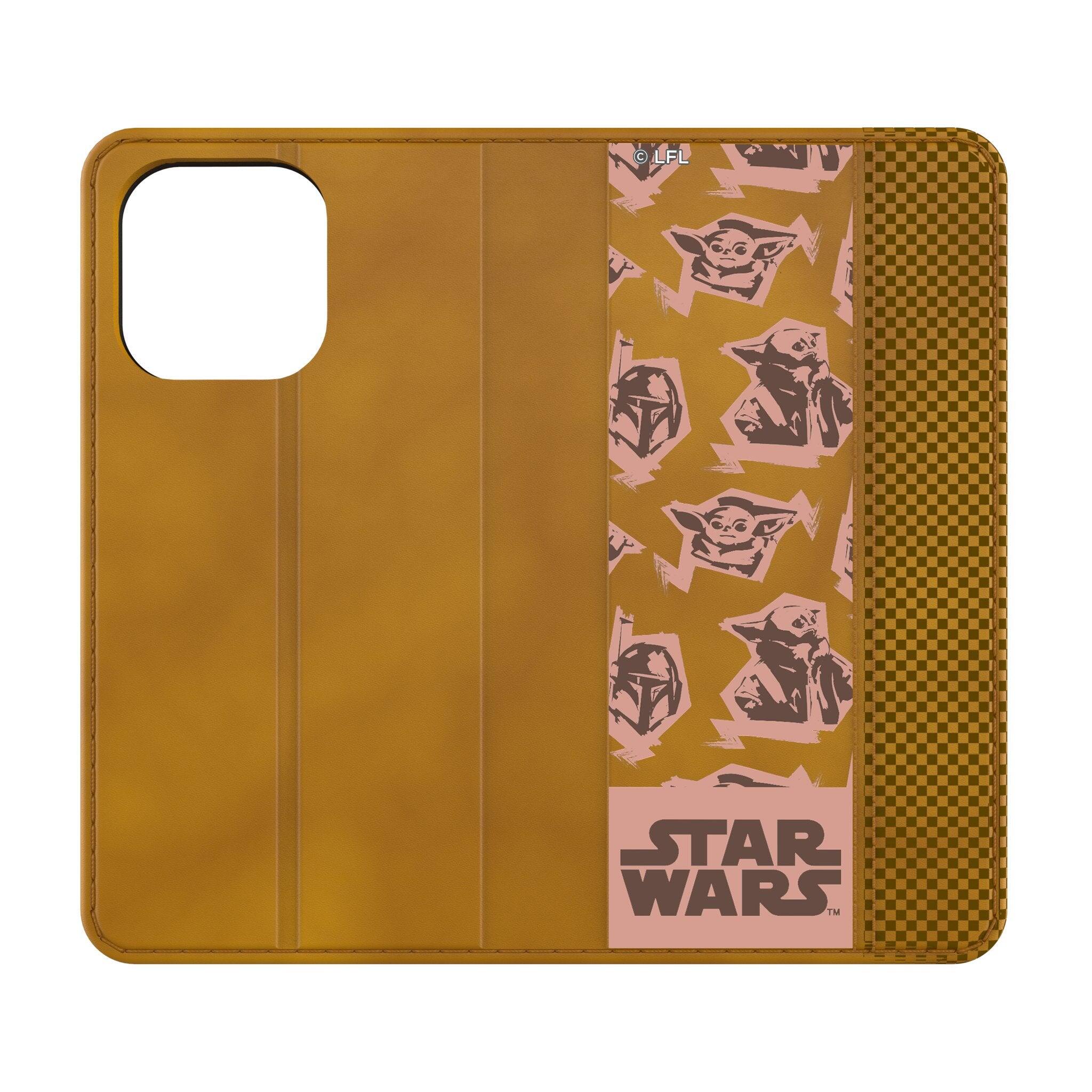 Keyscaper - Star Wars: The Mandalorian Pattern Folio Phone Case - Apple iPhone 16e - Grogu
