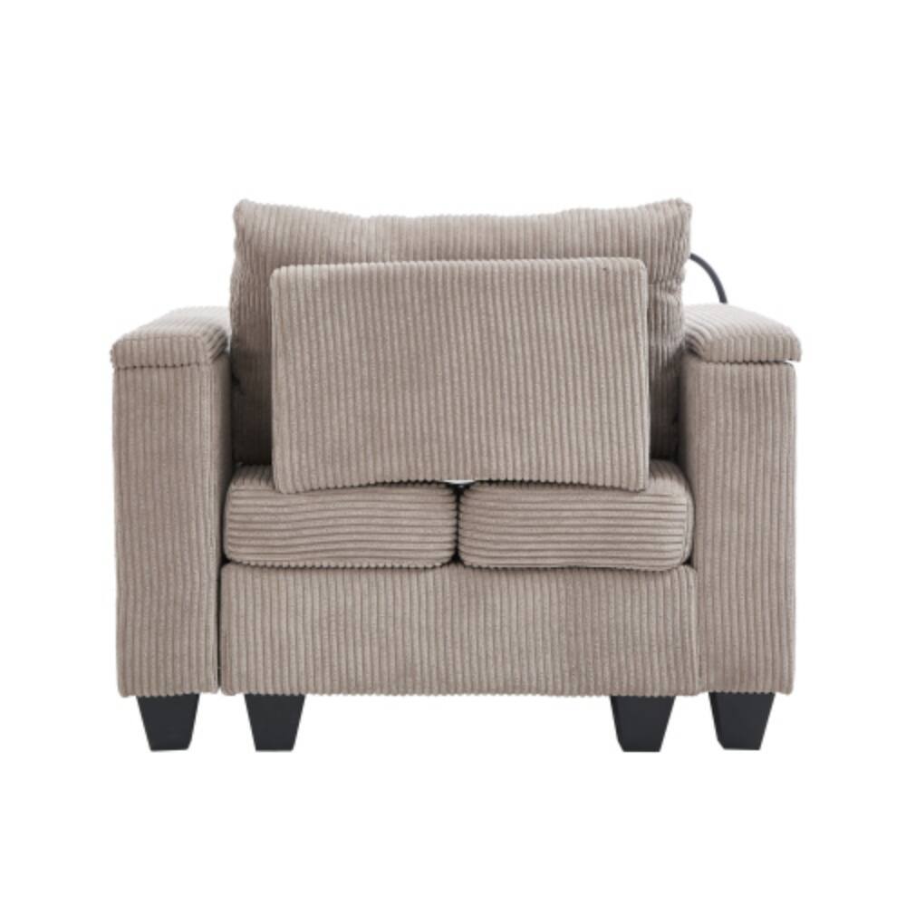 Alt View 5. LUCKY ONE - 37.4" Convertible Chaise Lounge Sofa Chair Bed w/ USB Cup Holders Storage - Brown.