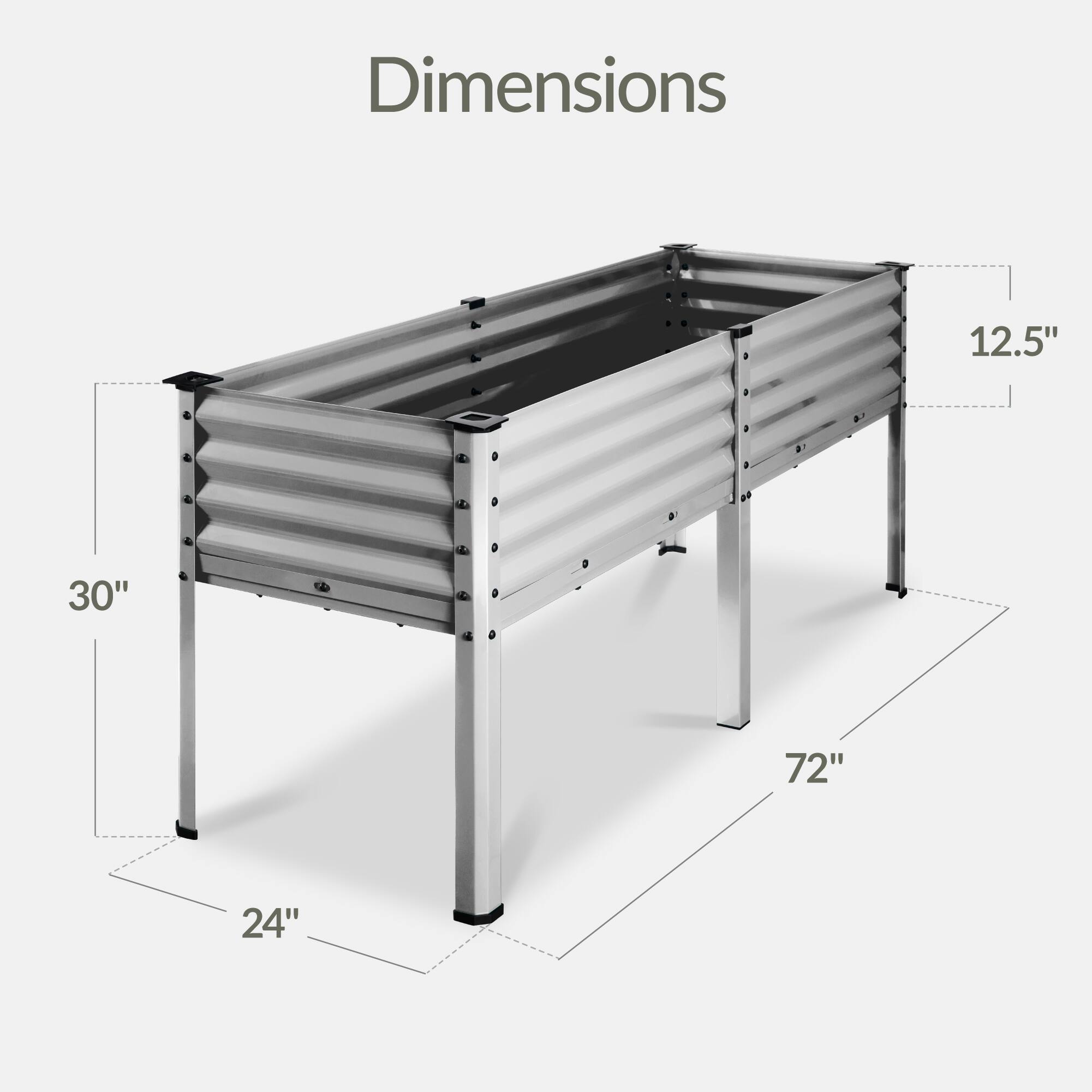 Dimensions: 12.5" x 30" x 72" x 24"